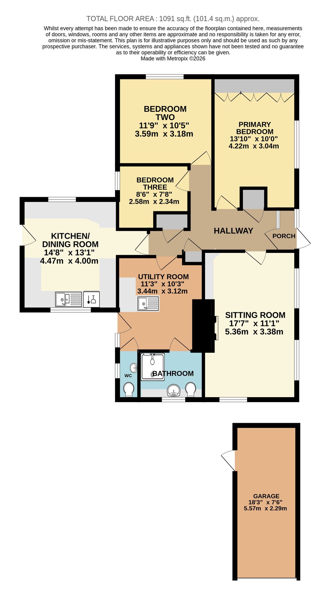 Floorplan of 3 bedroom Detached Bungalow for sale, Hardley Road, Langley, Norfolk, NR14