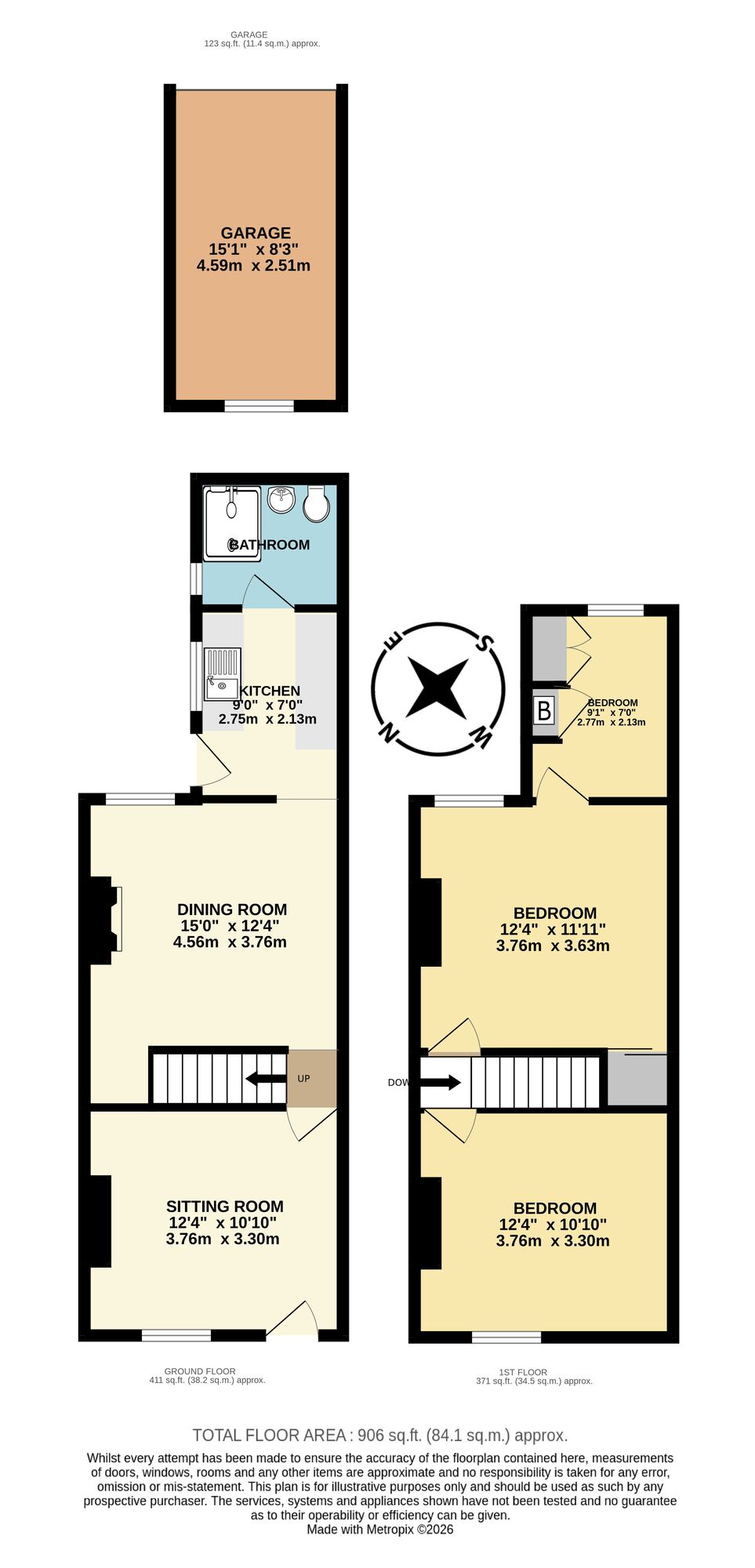 Floorplan of 3 bedroom Mid Terrace House for sale, Pound Road, Beccles, Suffolk, NR34