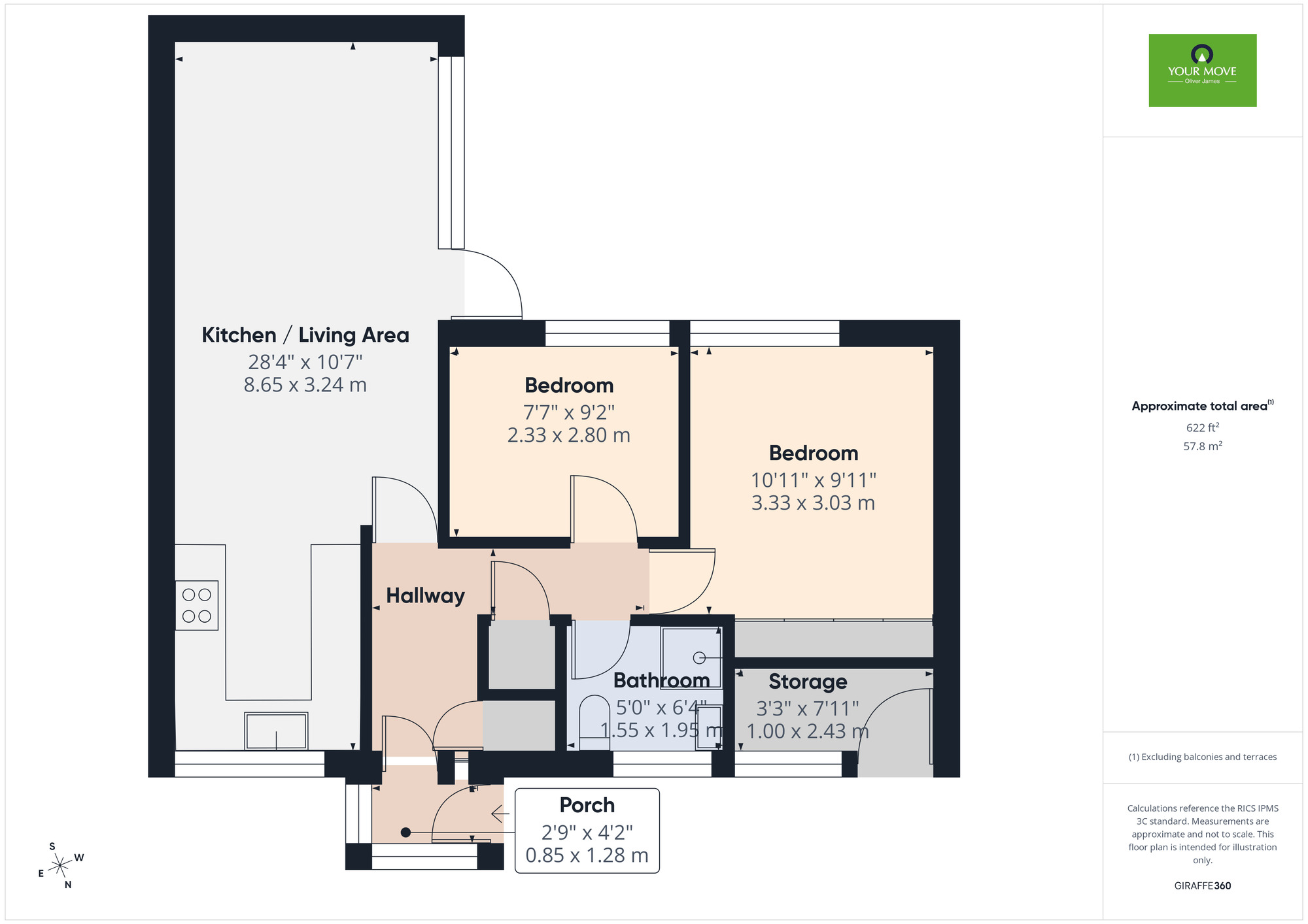 Floorplan of 2 bedroom Semi Detached Bungalow for sale, Clerks Piece, Beccles, Suffolk, NR34