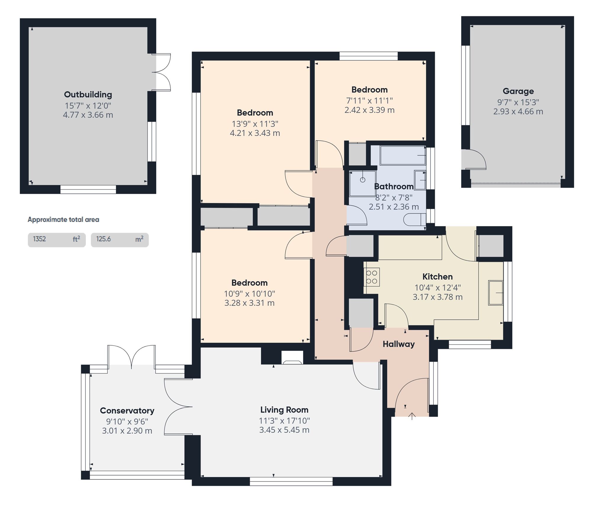 Floorplan of 3 bedroom Detached Bungalow for sale, Garden Lane, Worlingham, Suffolk, NR34