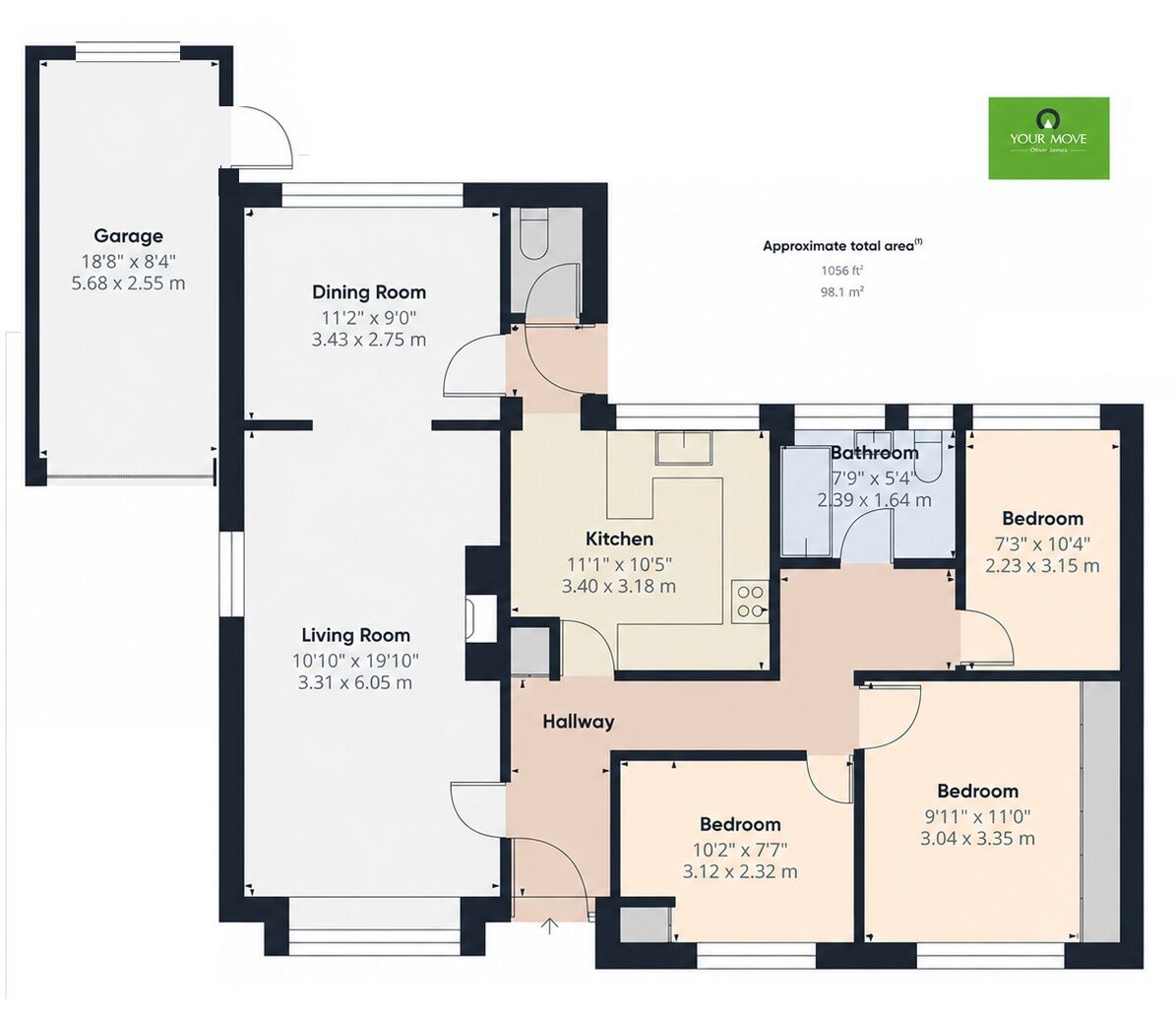 Floorplan of 3 bedroom Detached Bungalow for sale, Park Drive, Worlingham, Suffolk, NR34