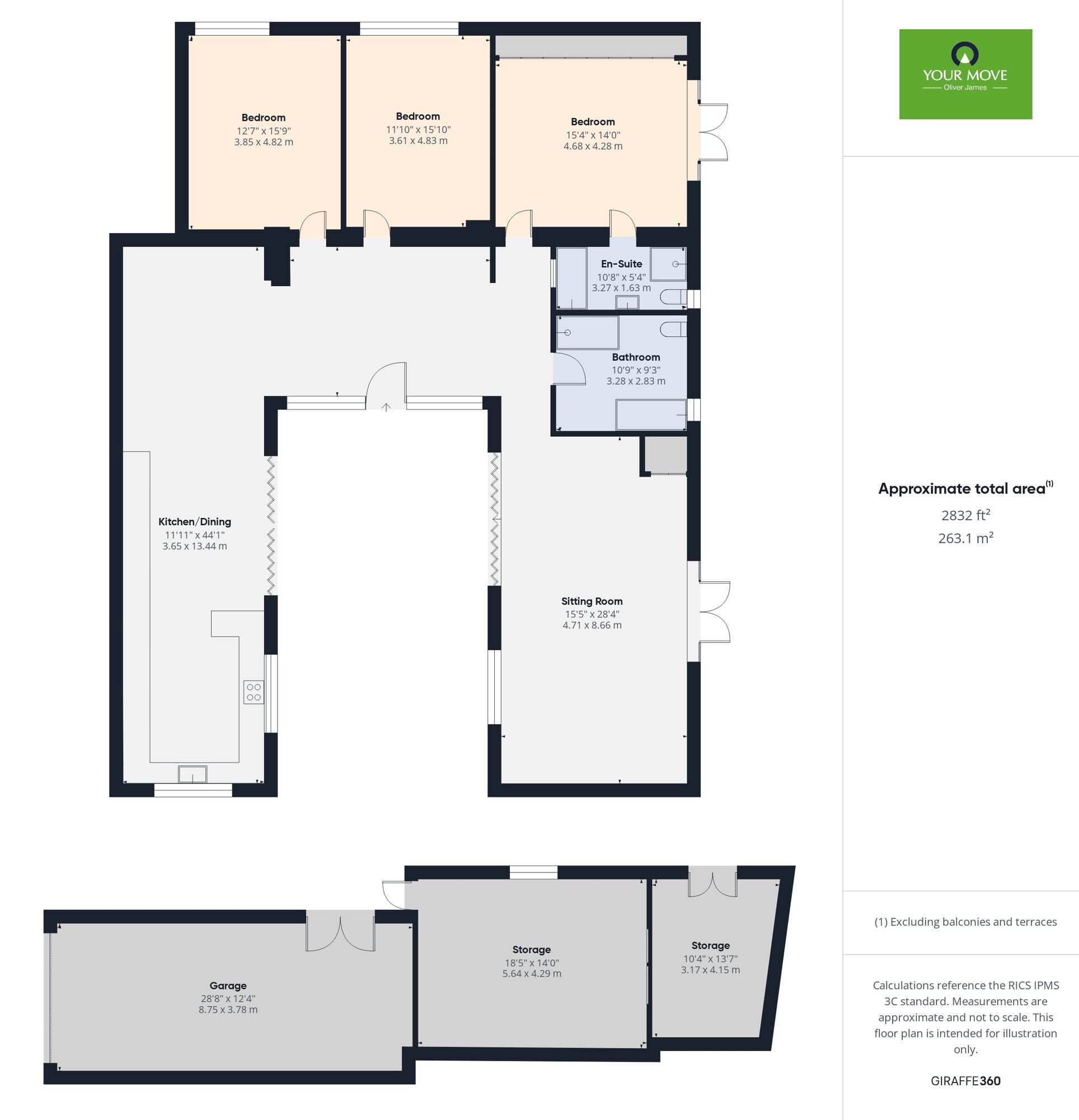 Floorplan of 3 bedroom Semi Detached Bungalow for sale, Abbey Road, Flixton, Suffolk, NR35