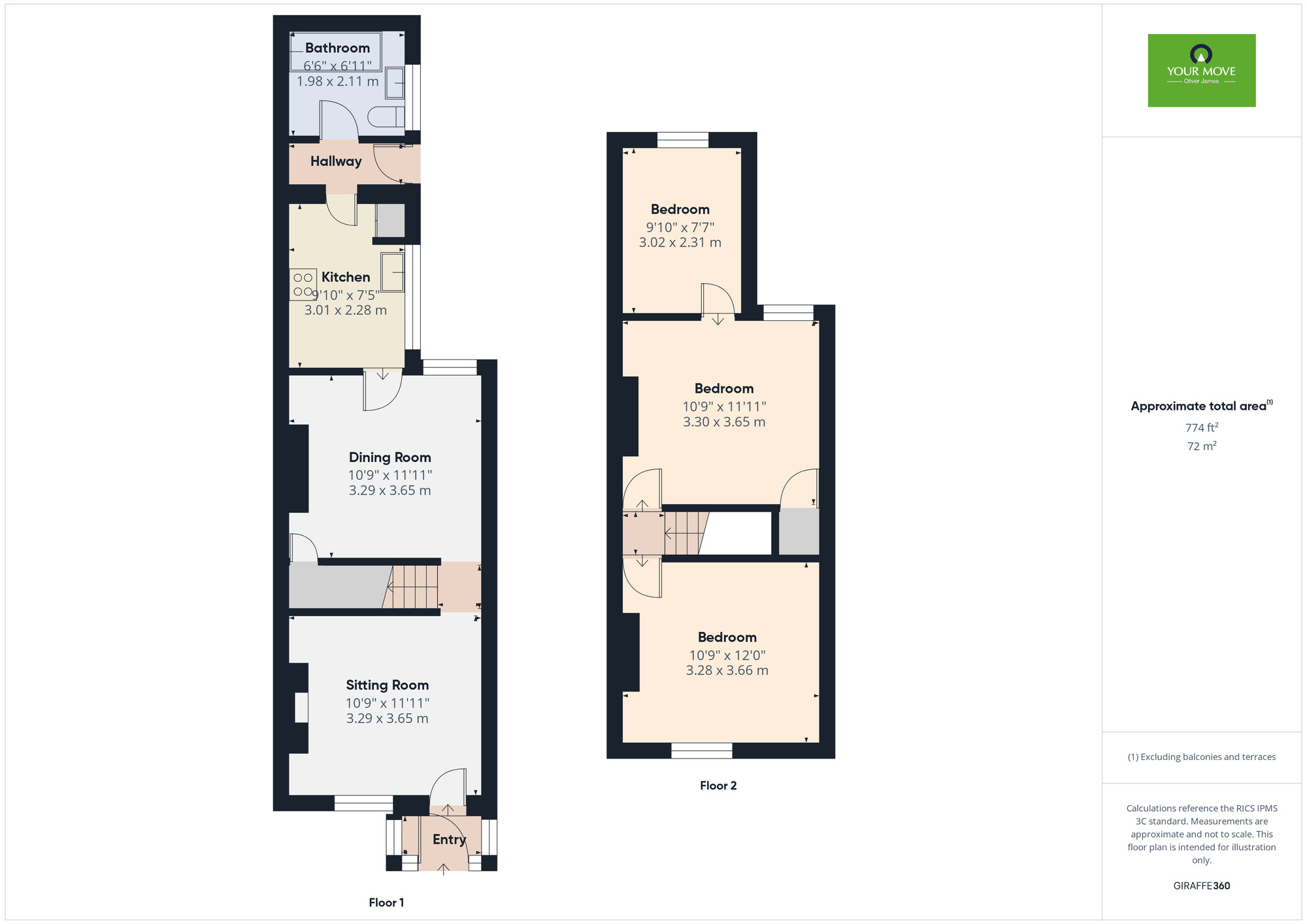 Floorplan of 3 bedroom Mid Terrace House for sale, St. Benedicts Road, Beccles, Suffolk, NR34