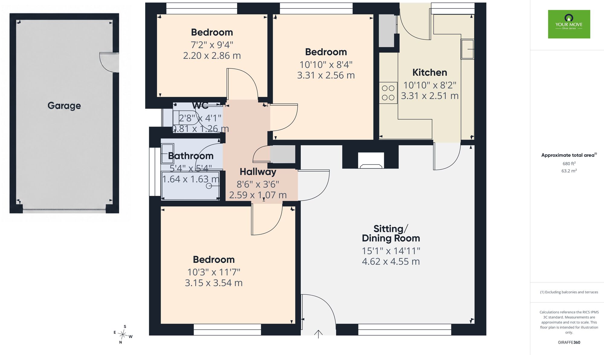 Floorplan of 3 bedroom Semi Detached Bungalow for sale, Lovat Close, Harleston, Norfolk, IP20