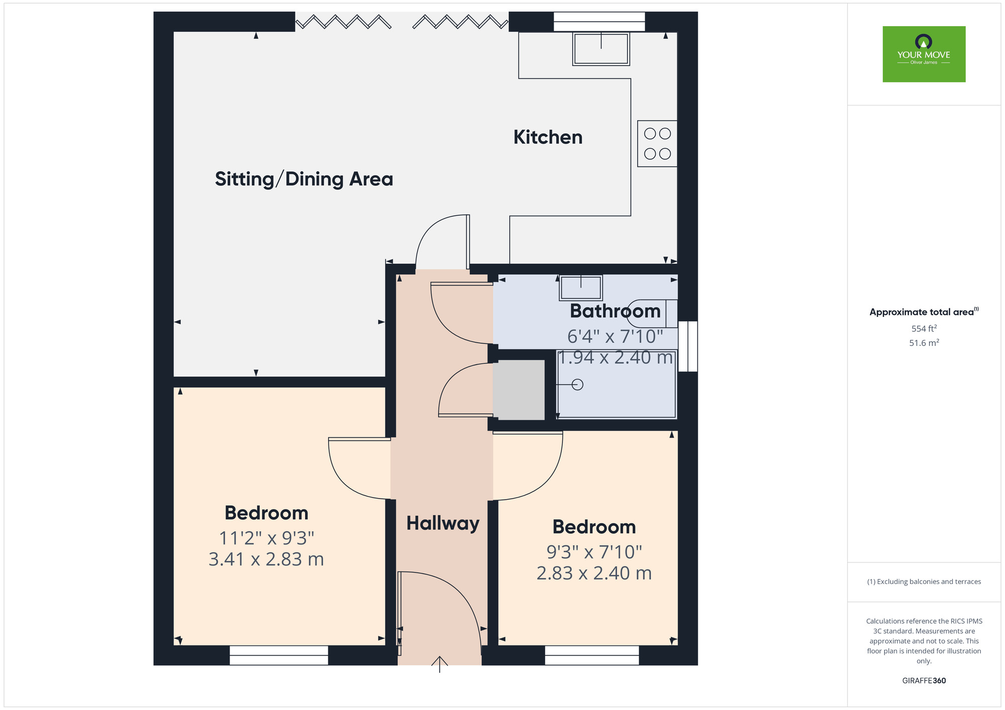 Floorplan of 2 bedroom Semi Detached Bungalow for sale, Garden Lane, Worlingham, Suffolk, NR34