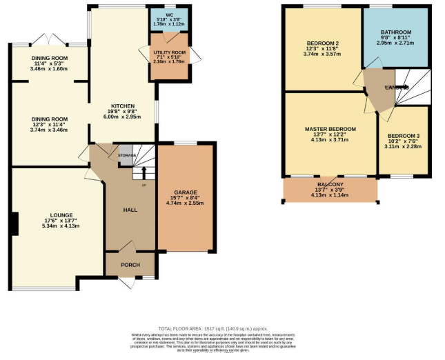 Floorplan of 3 bedroom Semi Detached House for sale, Beach Road, Kessingland, Suffolk, NR33
