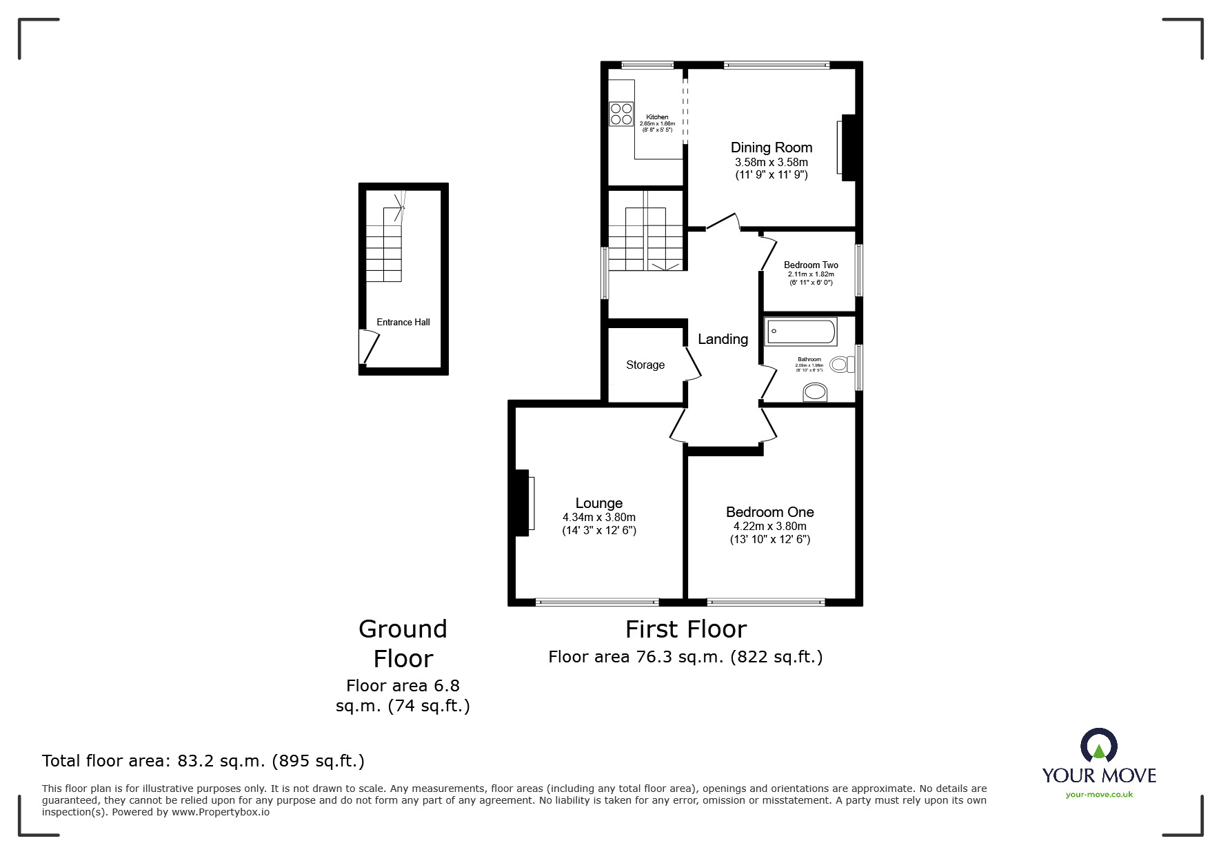 Floorplan of 2 bedroom  Flat to rent, West Cliff Road, Broadstairs, Kent, CT10