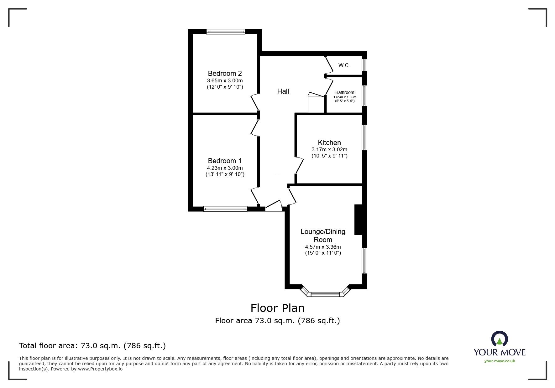 Floorplan of 2 bedroom Flat to rent, Yarrow Close, Broadstairs, Kent, CT10