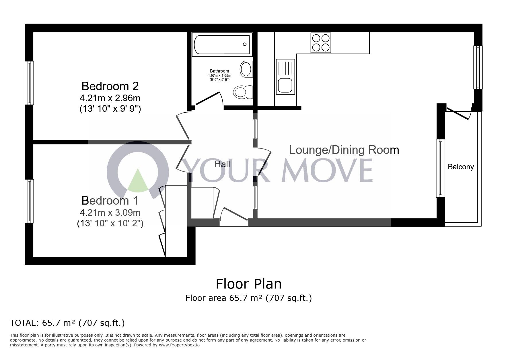 Floorplan of 2 bedroom  Flat for sale, Willow Court, St. Peters Park Road, Kent, CT10