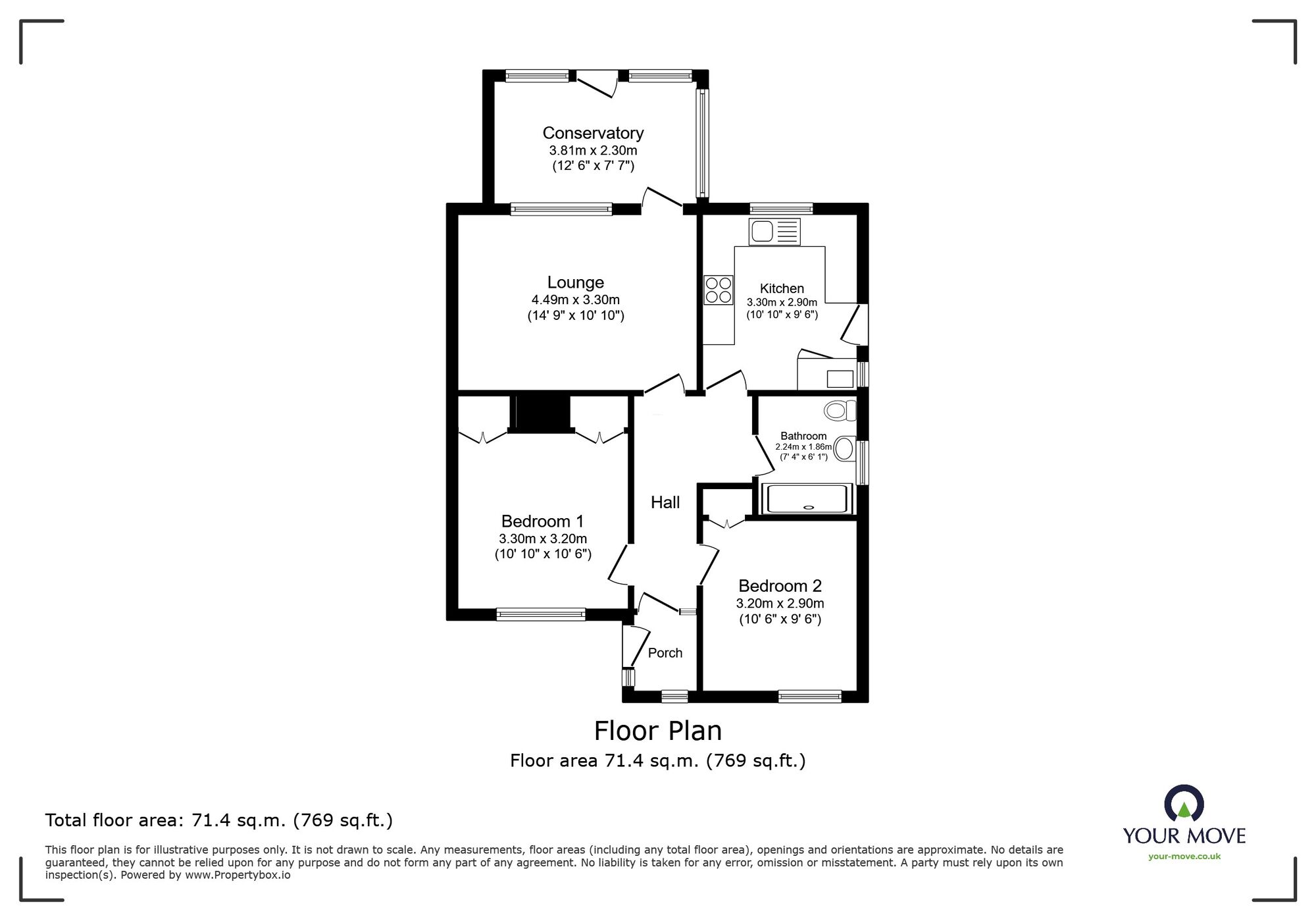Floorplan of 2 bedroom Semi Detached Bungalow for sale, Sherwood Gardens, Ramsgate, Kent, CT11
