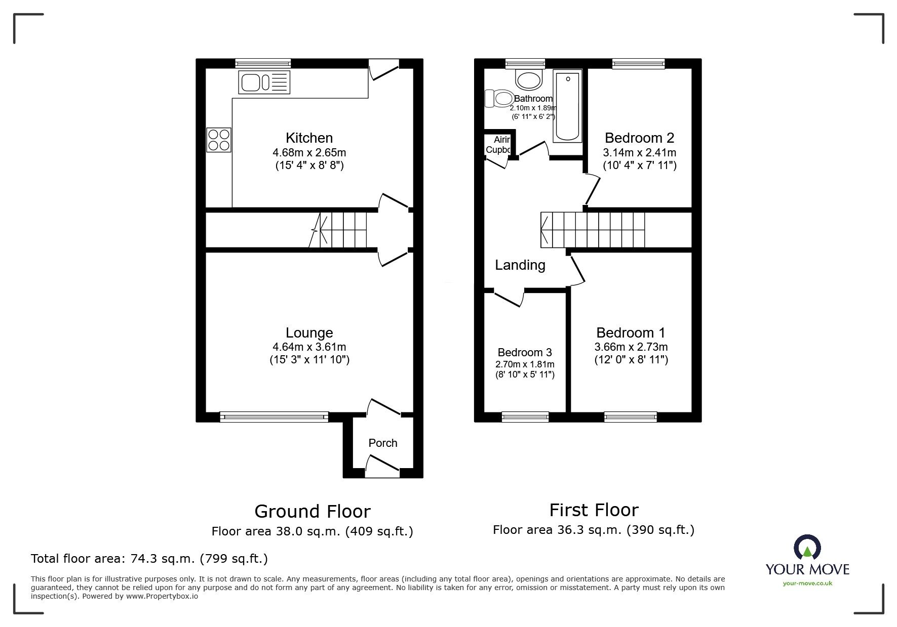 Floorplan of 3 bedroom Semi Detached House to rent, Hugin Avenue, Broadstairs, Kent, CT10