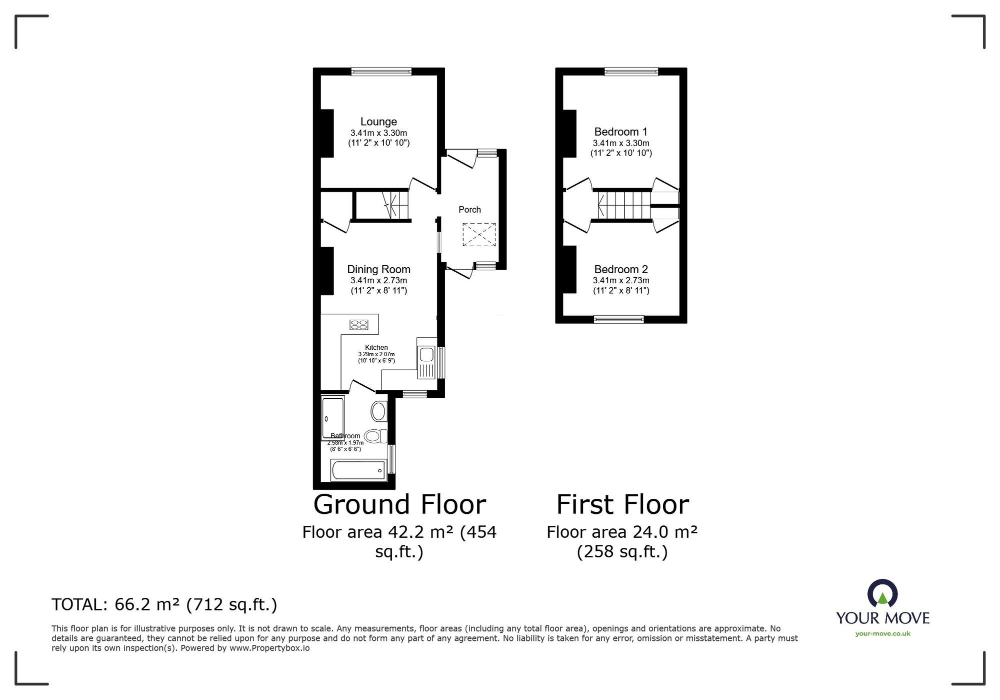 Floorplan of 2 bedroom Semi Detached Property for sale, Stanley Place, Ramsgate, Kent, CT11
