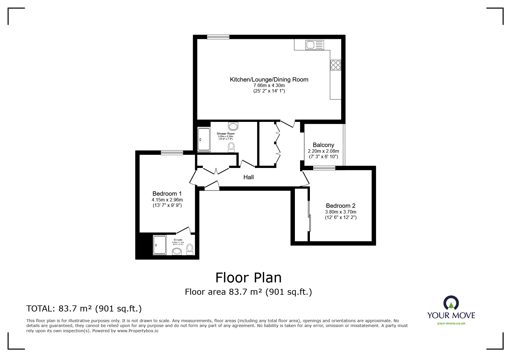 Floorplan of 2 bedroom  Flat for sale, Carlton Avenue, Broadstairs, Kent, CT10