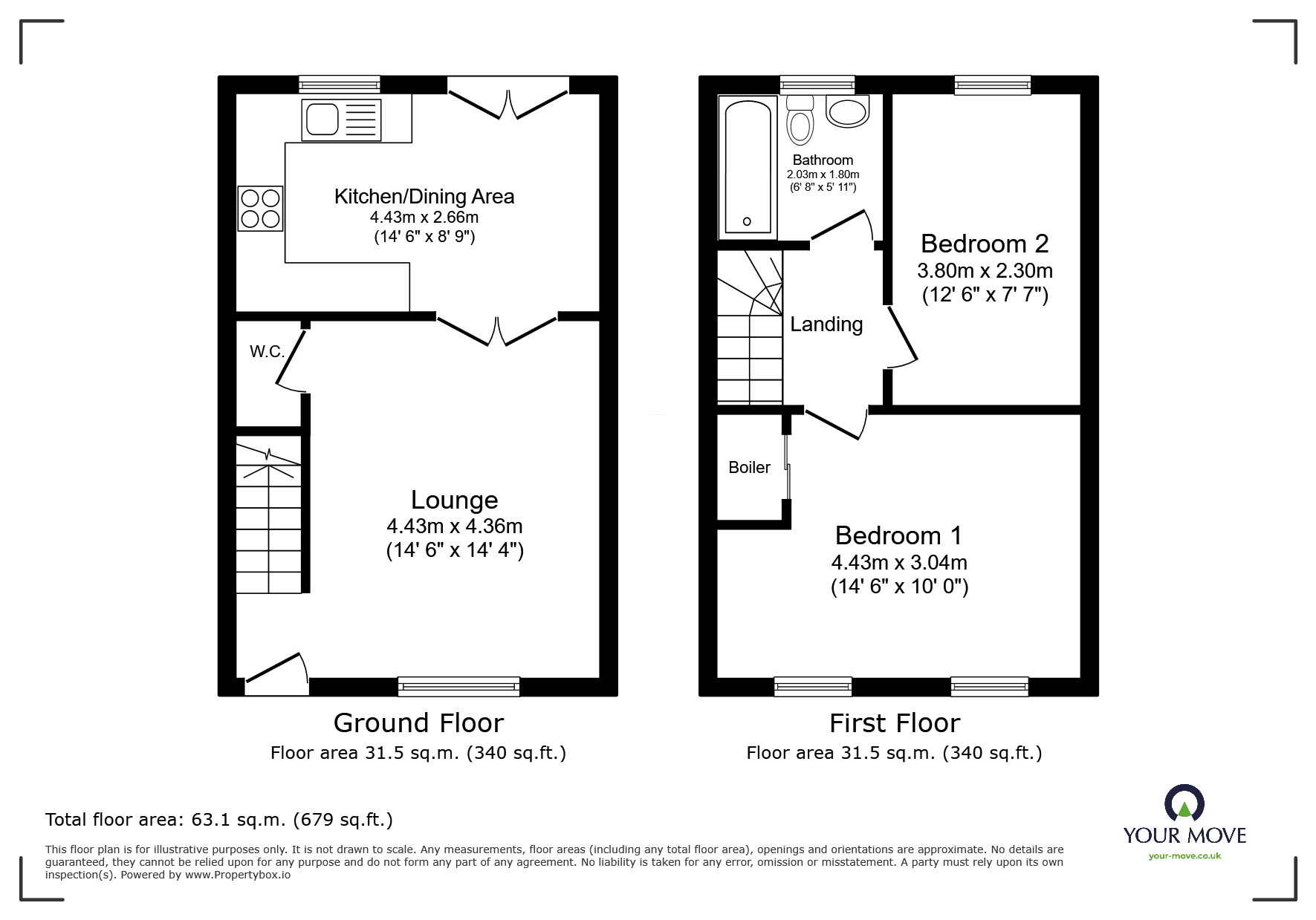 Floorplan of 2 bedroom End Terrace House for sale, 6 Forge Cottages, Crow Hill, Kent, CT10