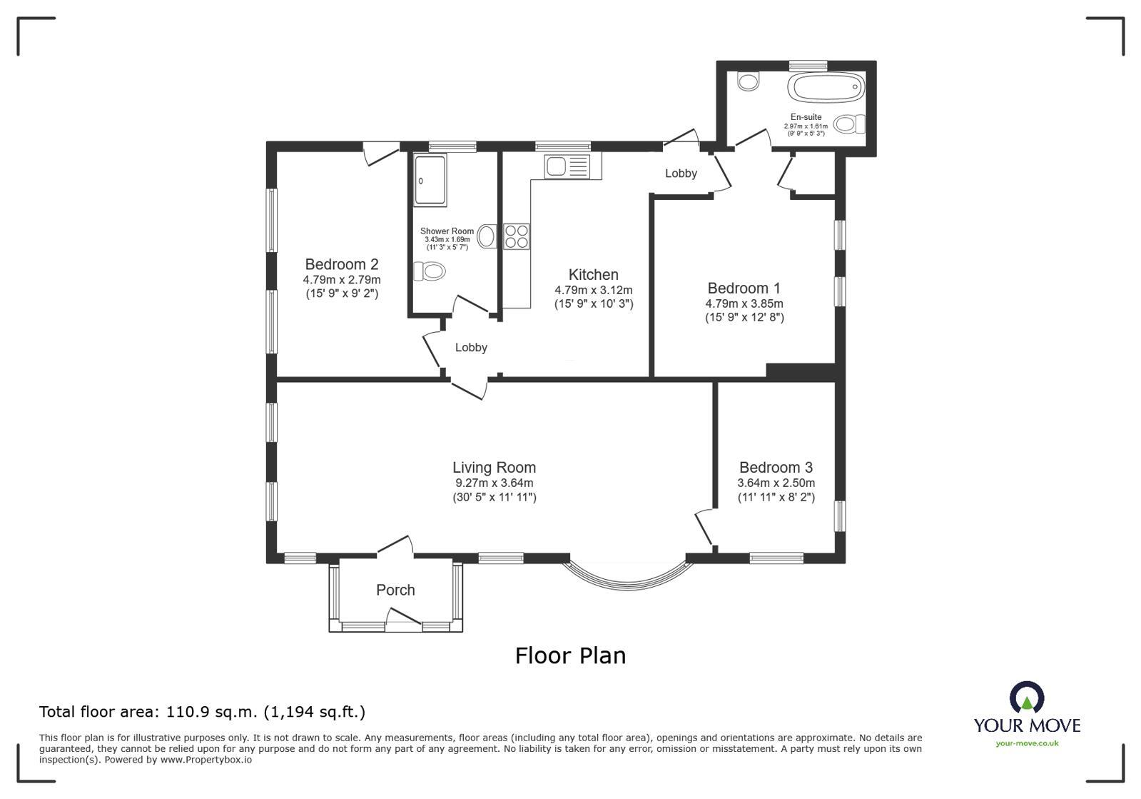 Floorplan of 3 bedroom Detached Bungalow for sale, Fitzroy Avenue, Broadstairs, Kent, CT10