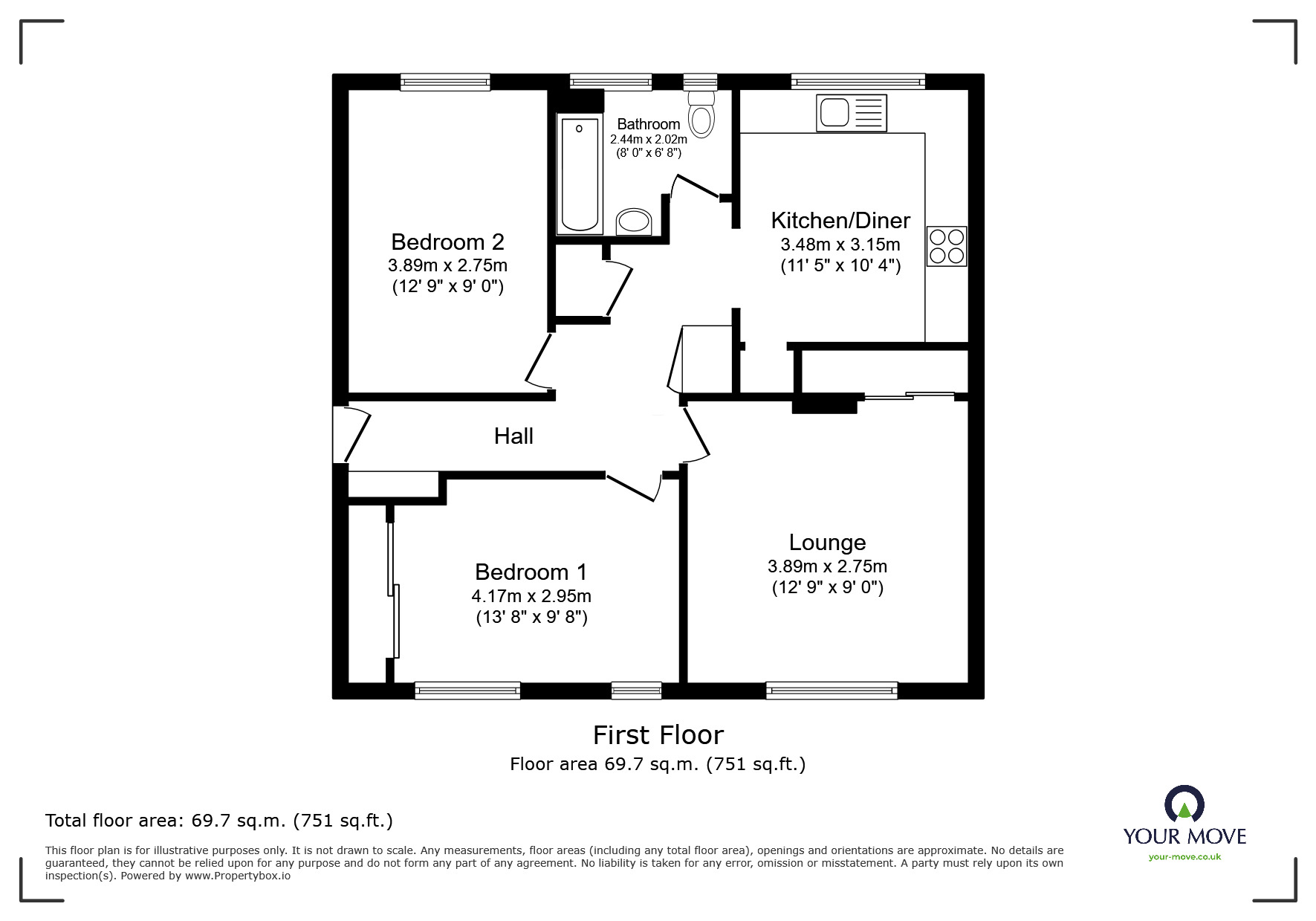 Floorplan of 2 bedroom  Flat to rent, Prince Charles Road, Broadstairs, Kent, CT10