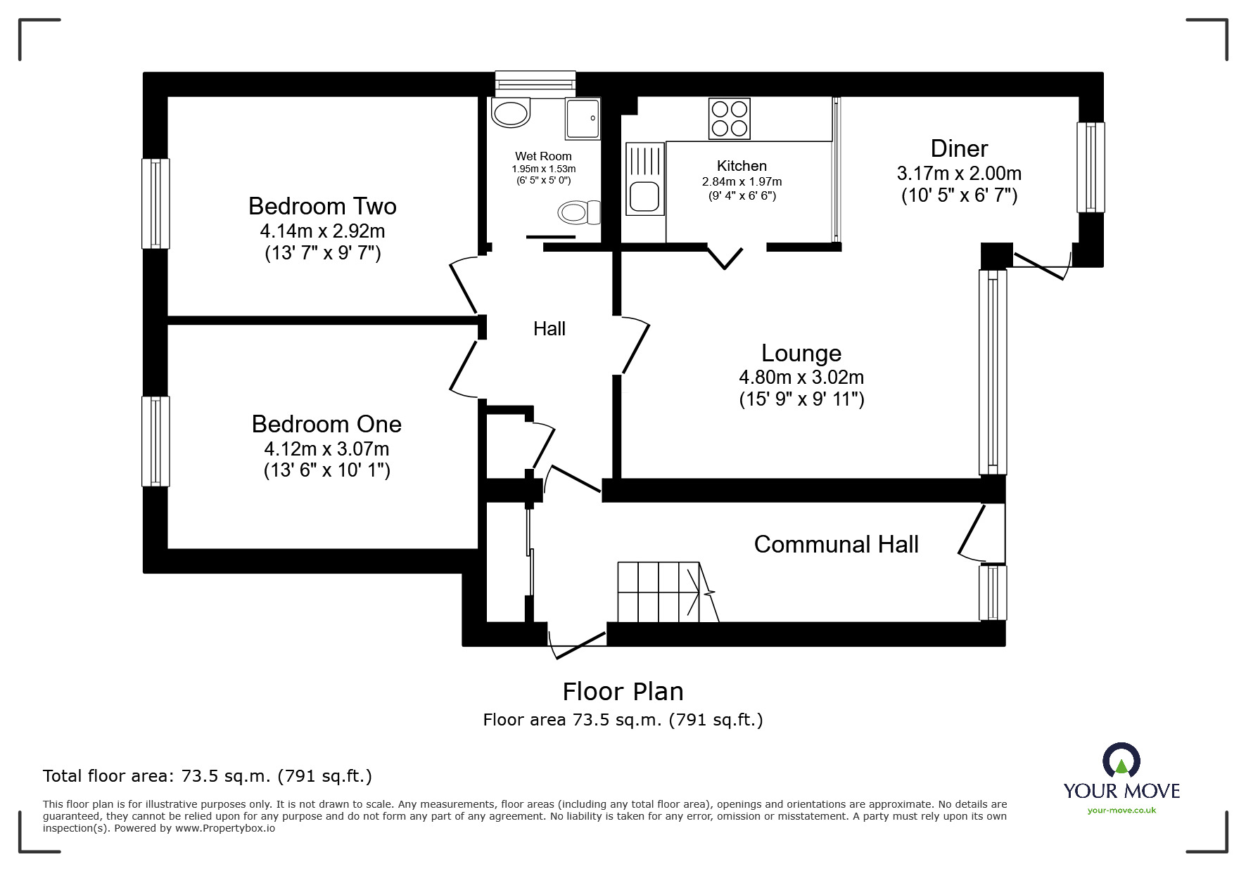 Floorplan of 2 bedroom Flat for sale, Willow Court, St. Peters Park Road, Kent, CT10