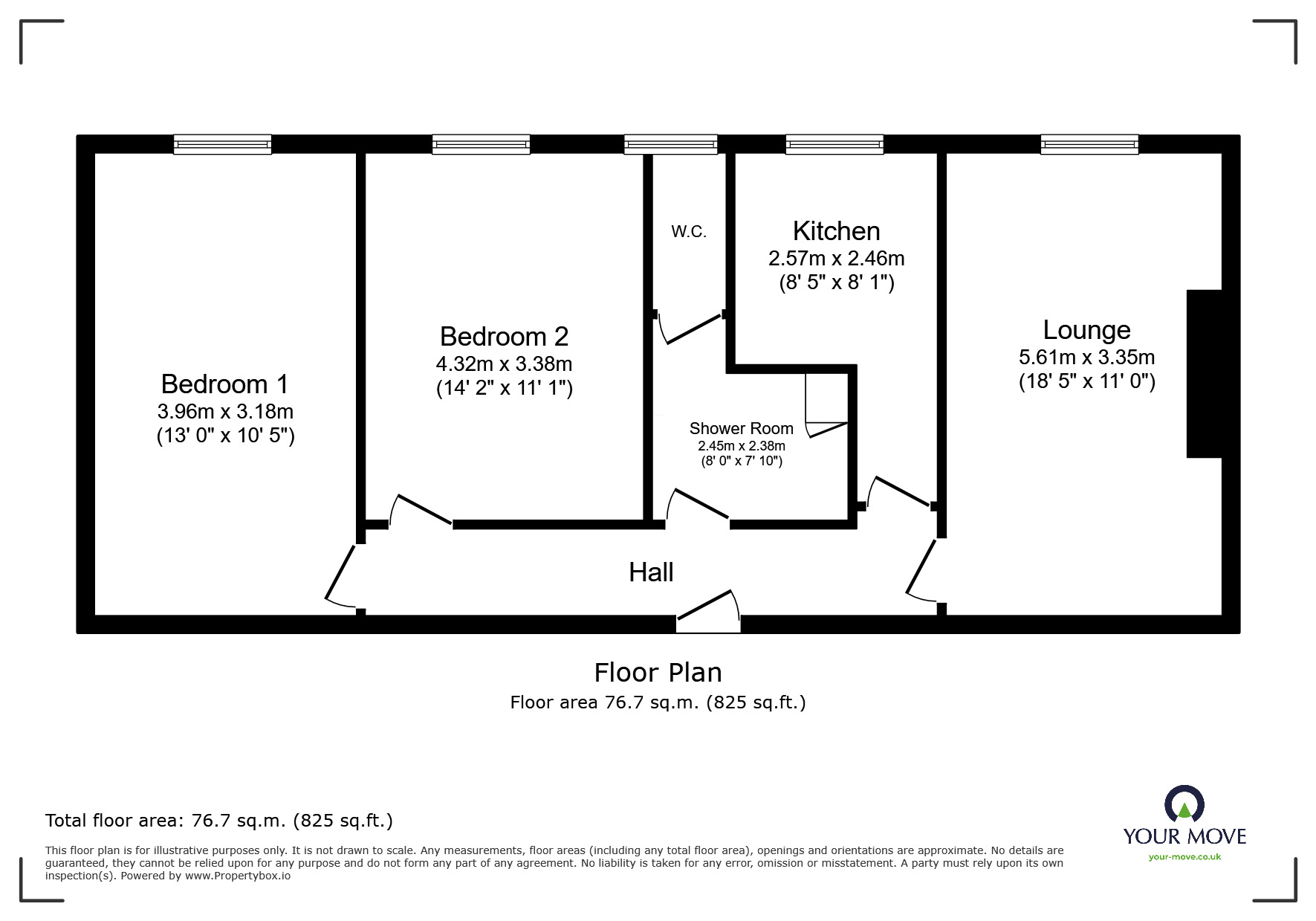 Floorplan of 2 bedroom Flat for sale, Queens Gardens, Broadstairs, Kent, CT10