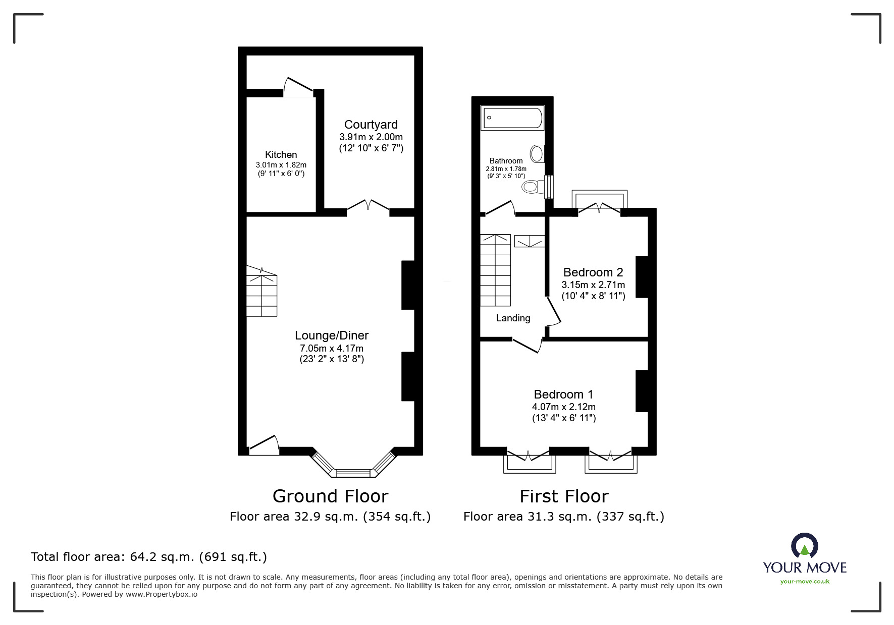 Floorplan of 2 bedroom Mid Terrace House for sale, Ayton Road, Ramsgate, Kent, CT11
