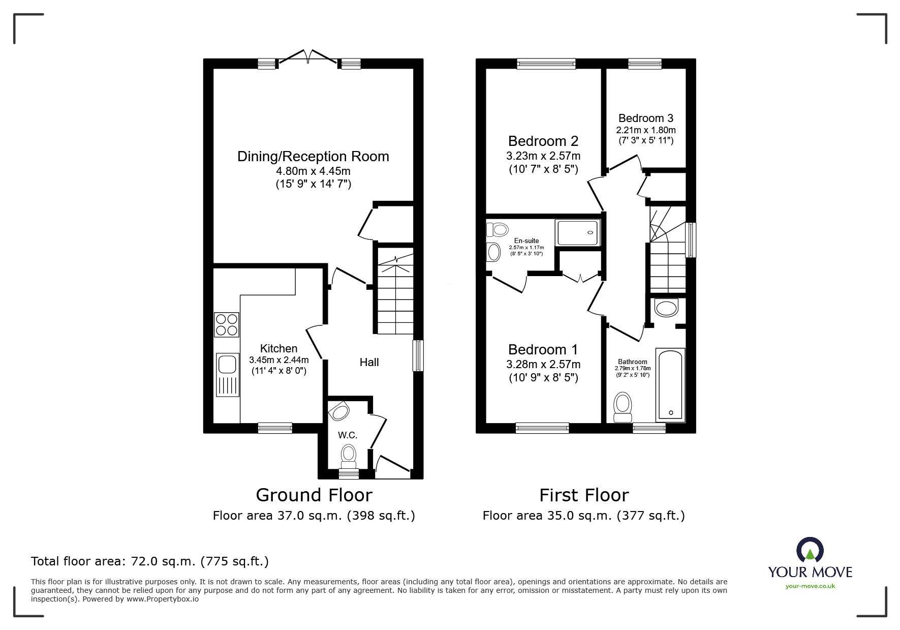 Floorplan of 3 bedroom Semi Detached House for sale, St. Lawrence Chase, Ramsgate, Kent, CT11