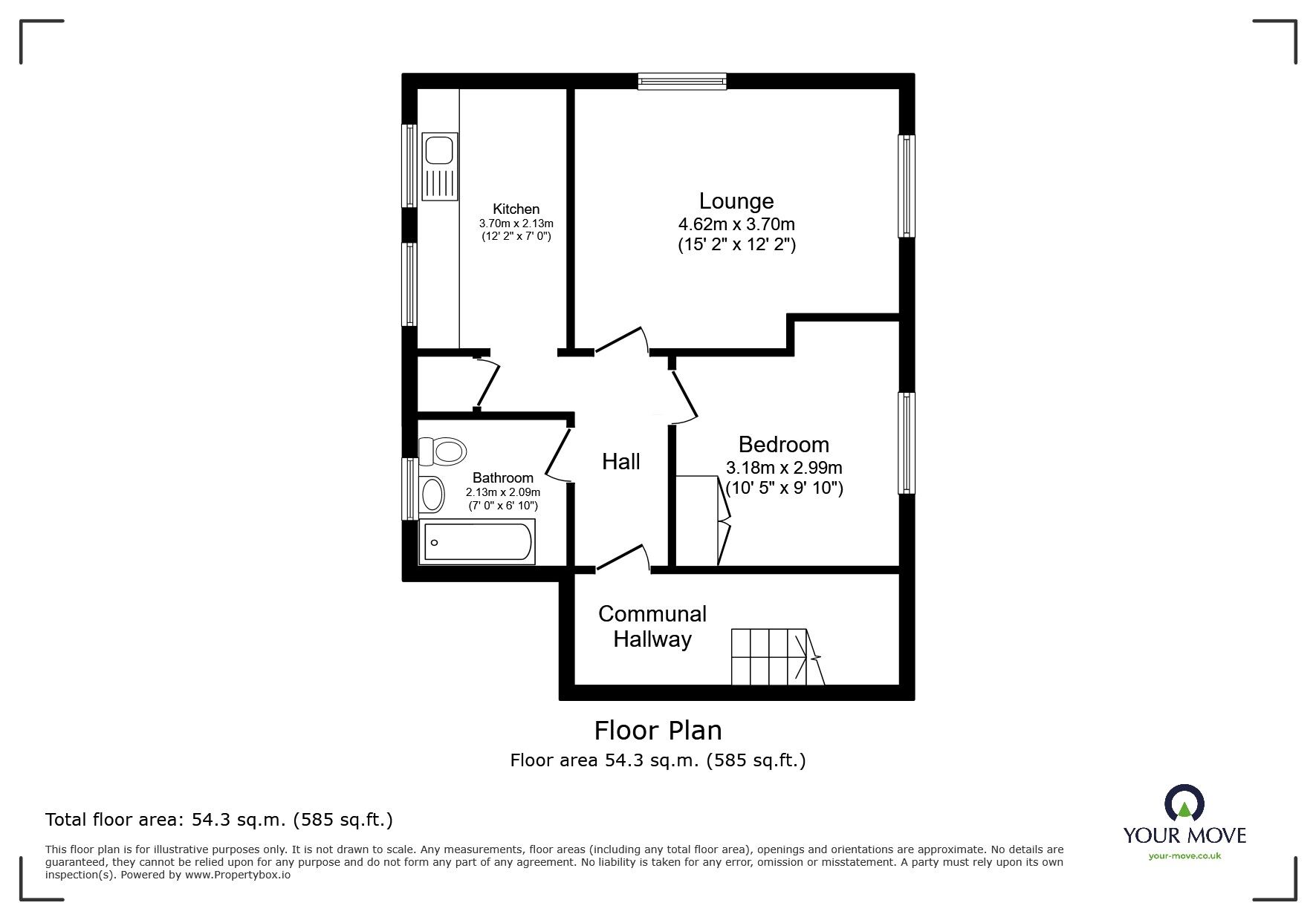 Floorplan of 1 bedroom Flat for sale, Linley Road, Broadstairs, Kent, CT10