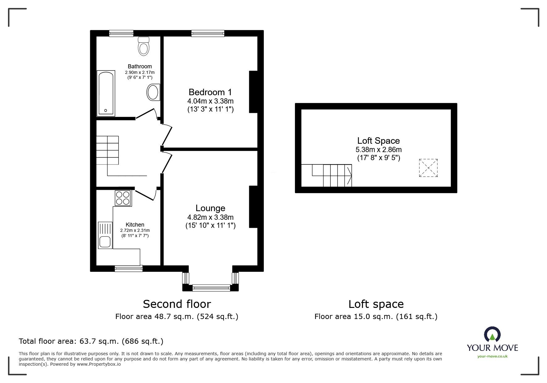 Floorplan of 1 bedroom Flat for sale, York Street, Broadstairs, Kent, CT10