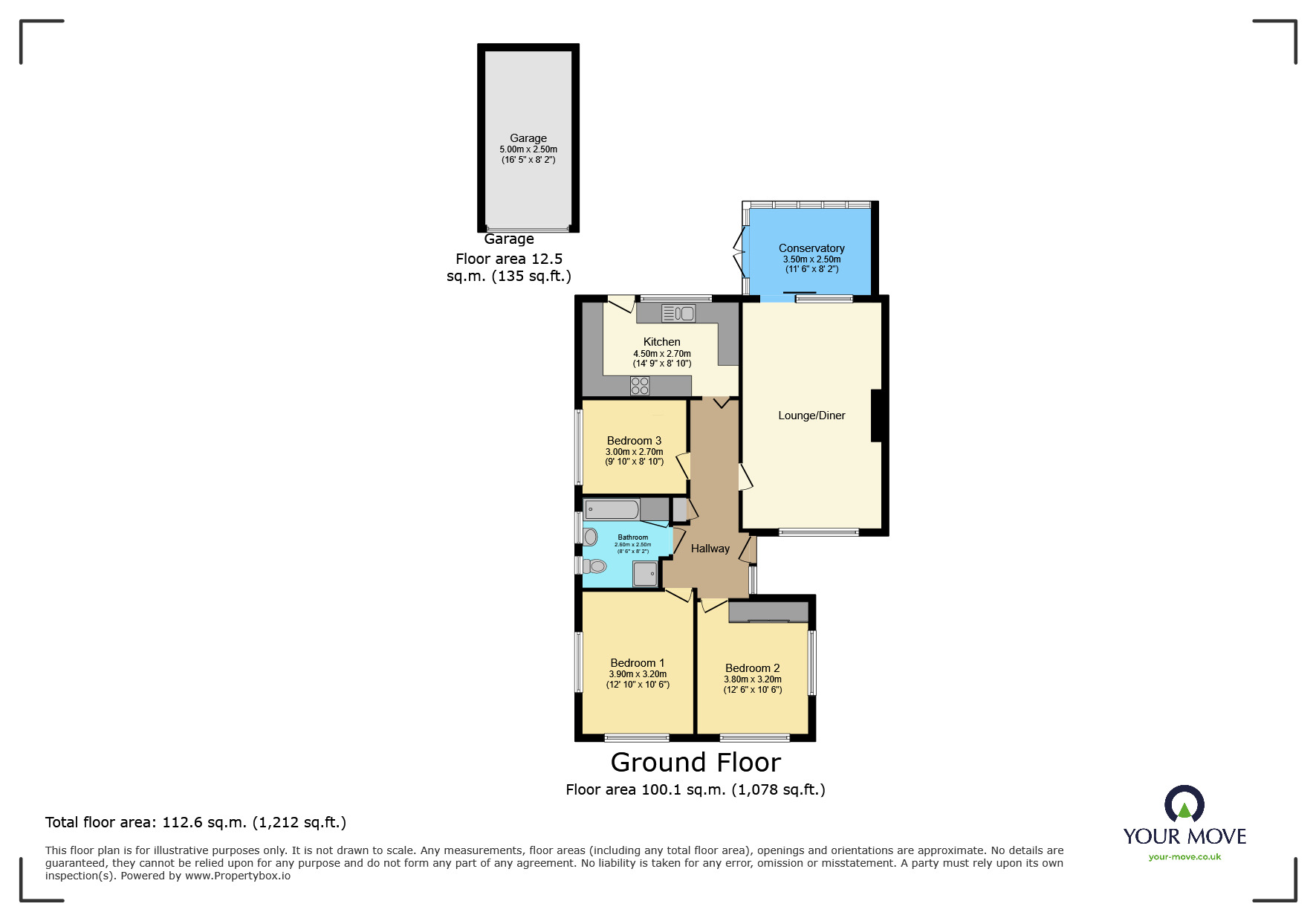 Floorplan of 3 bedroom Detached Bungalow for sale, Botany Road, Broadstairs, Kent, CT10
