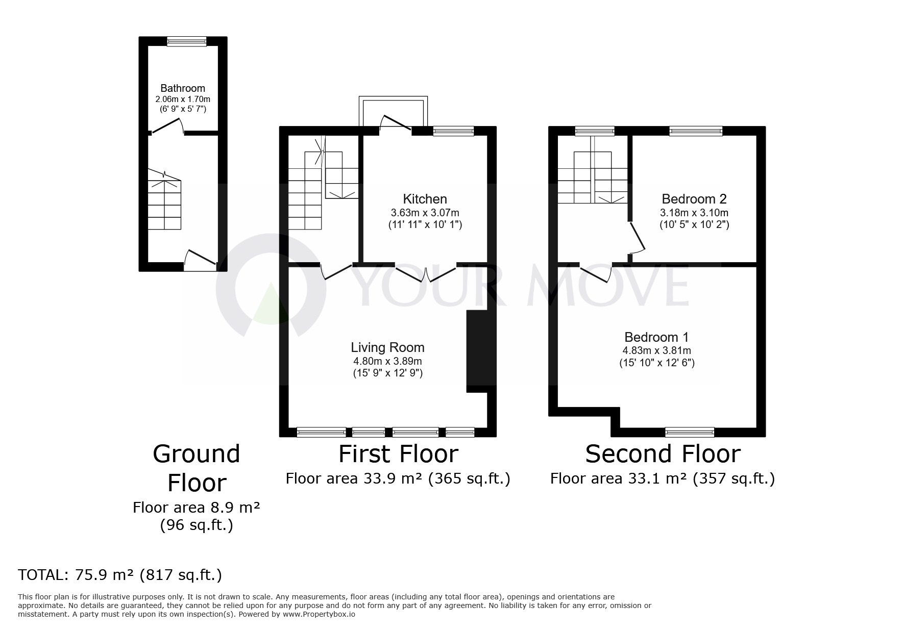 Floorplan of 2 bedroom Flat for sale, Codrington Road, Ramsgate, Kent, CT11