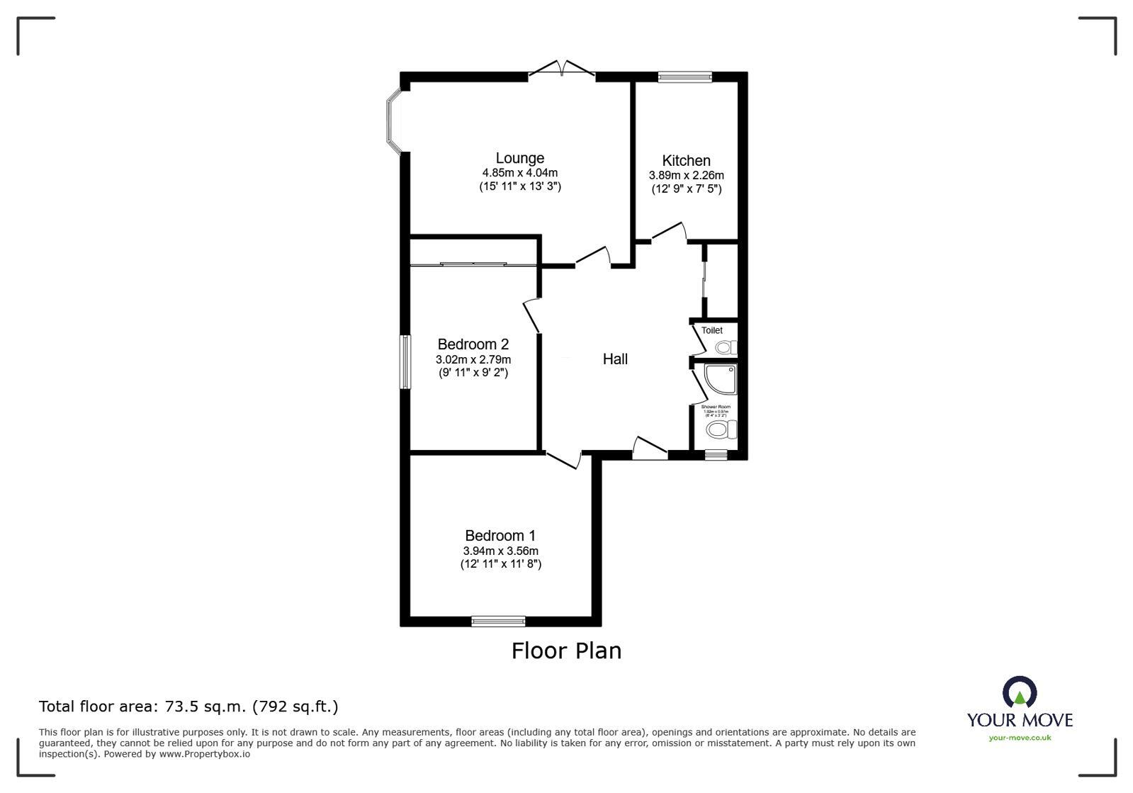 Floorplan of 2 bedroom Detached Bungalow for sale, Vicarage Street, Broadstairs, Kent, CT10
