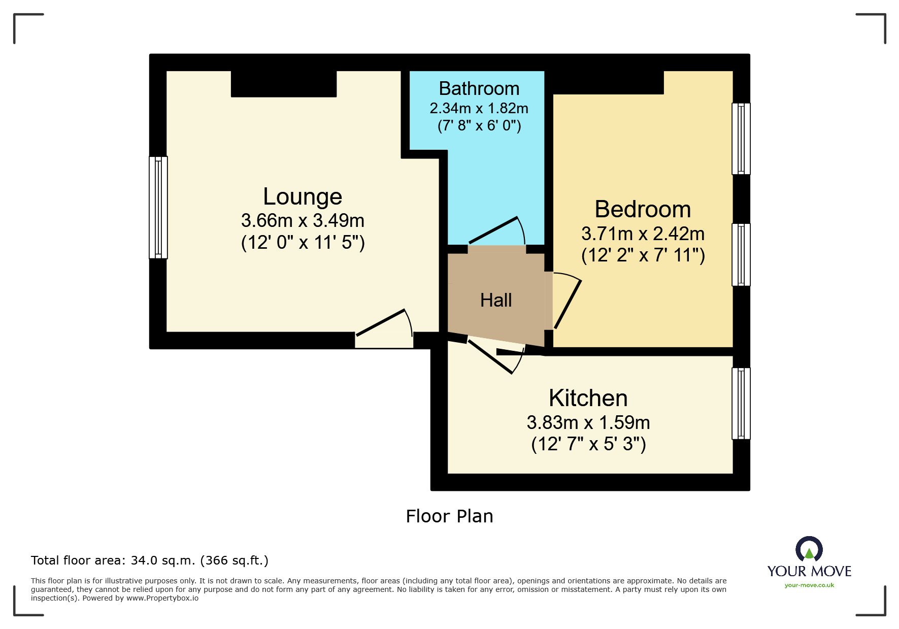Floorplan of 1 bedroom Flat for sale, 7 North Avenue, Ramsgate, Kent, CT11