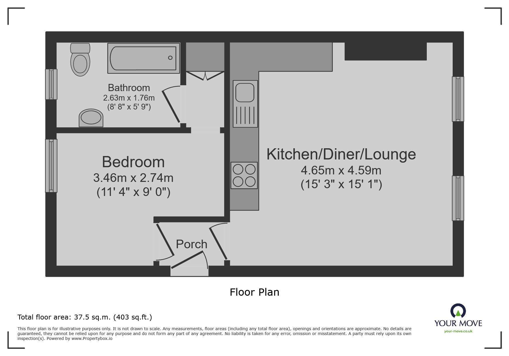 Floorplan of 1 bedroom Flat for sale, Granville Road, Broadstairs, Kent, CT10