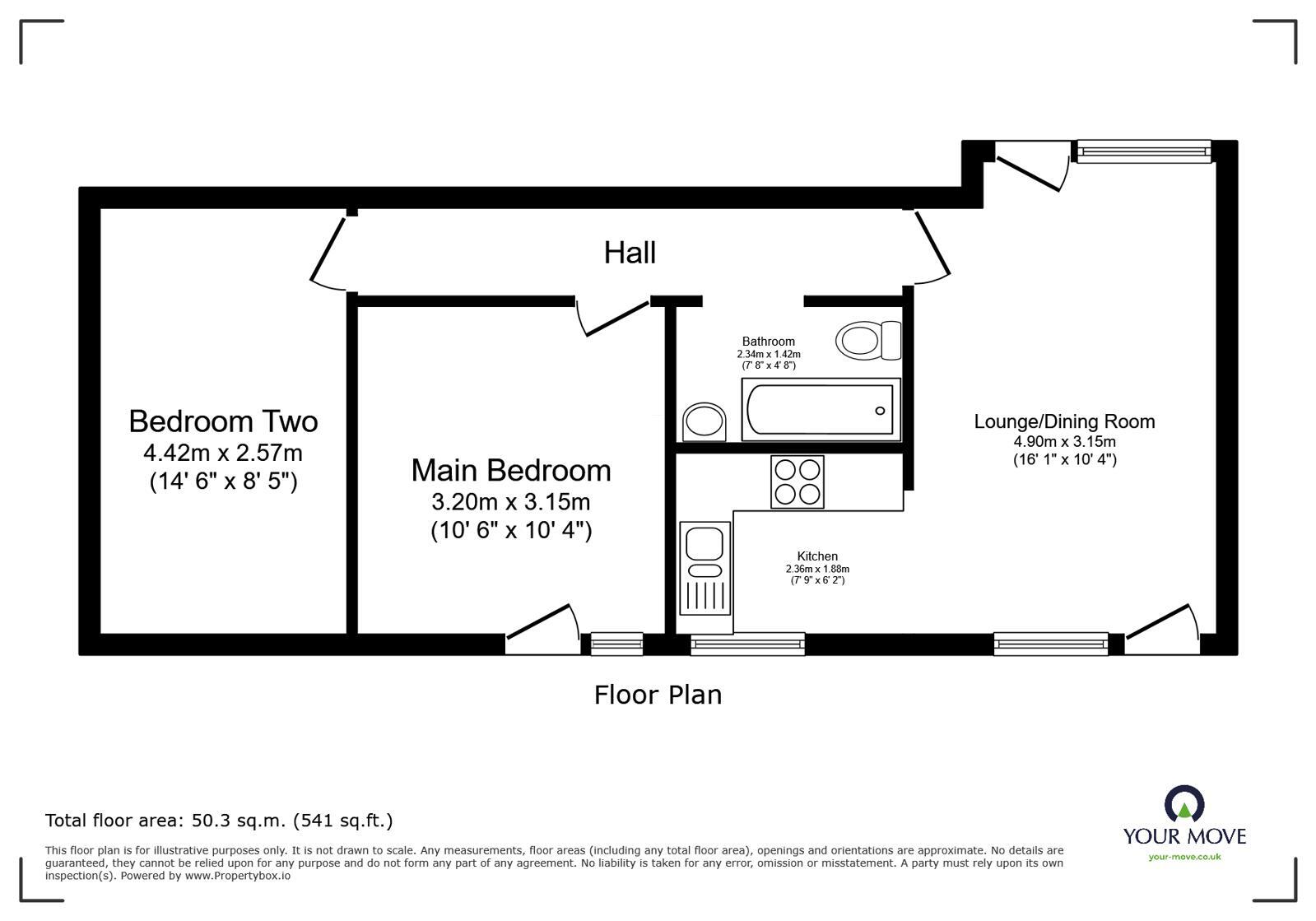 Floorplan of 2 bedroom Flat for sale, Wrotham Road, Broadstairs, Kent, CT10