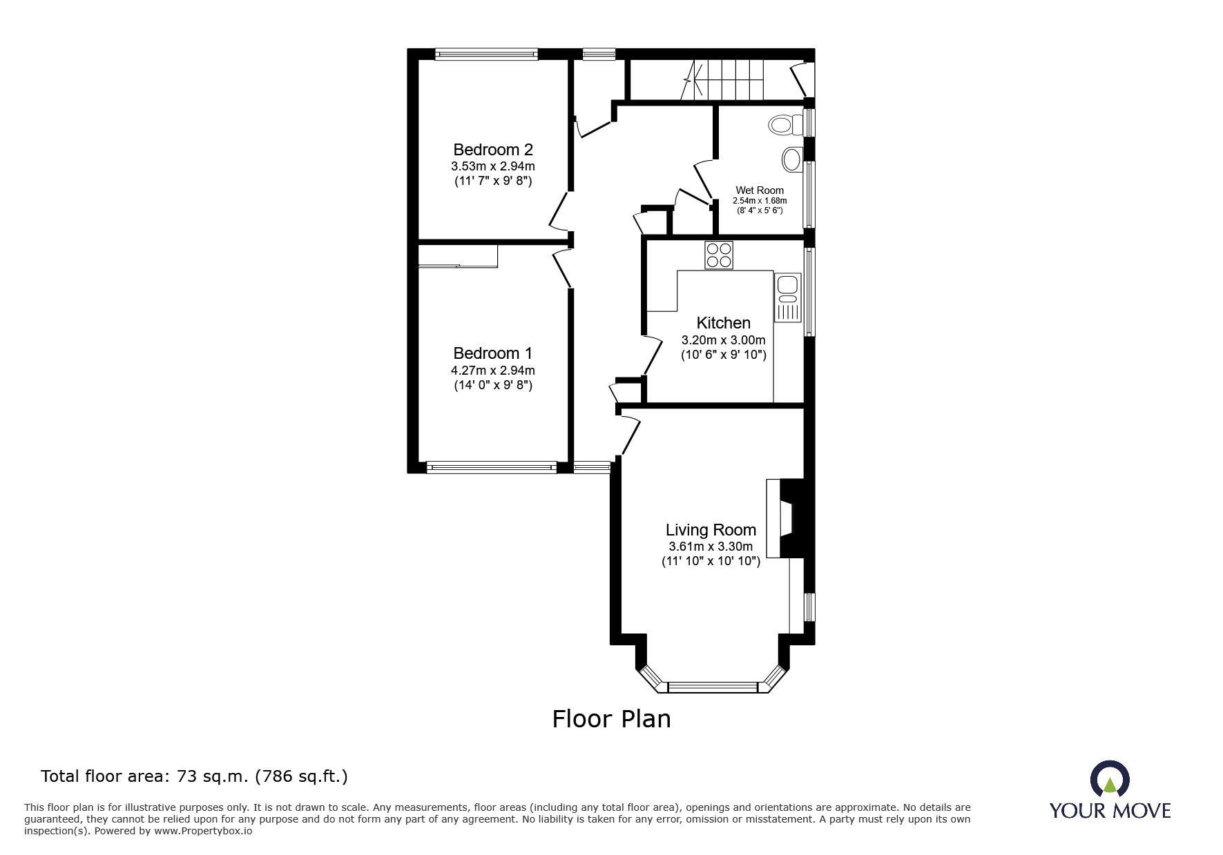 Floorplan of 2 bedroom Flat for sale, West Cliff Road, Broadstairs, Kent, CT10
