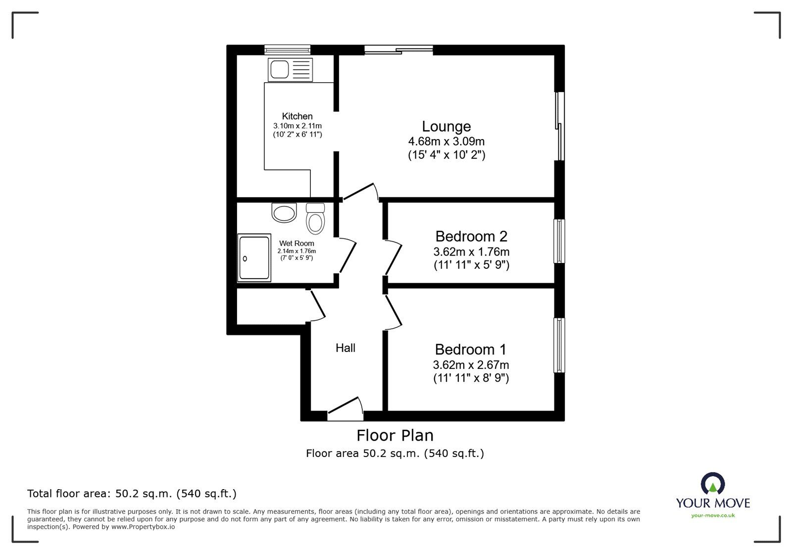 Floorplan of 2 bedroom Flat for sale, Poldark Court, Victoria Parade, Kent, CT11