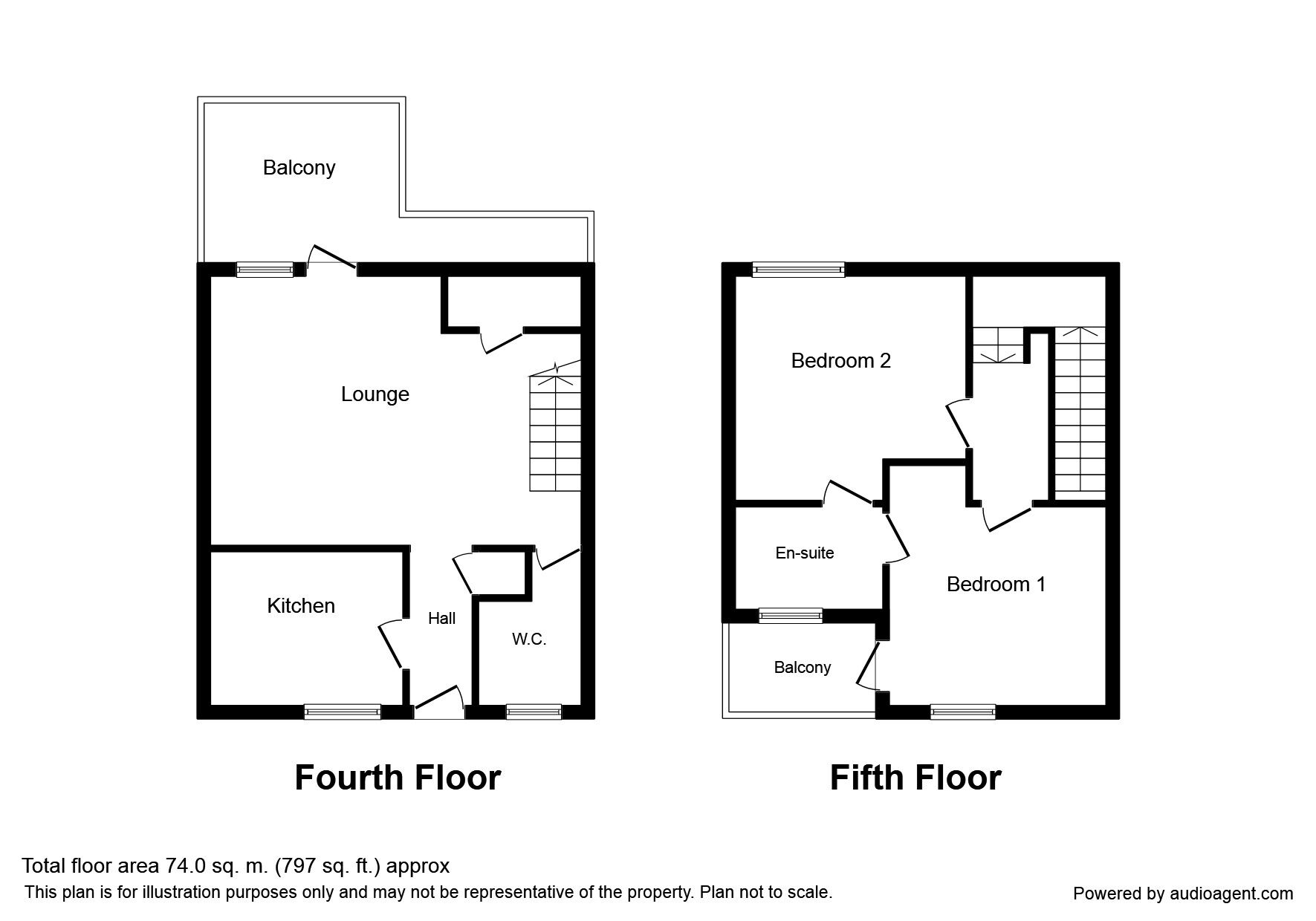 Floorplan of 2 bedroom  Flat to rent, Flat 20 Horsted Court 4  Fleet Stre, Brighton, BN1