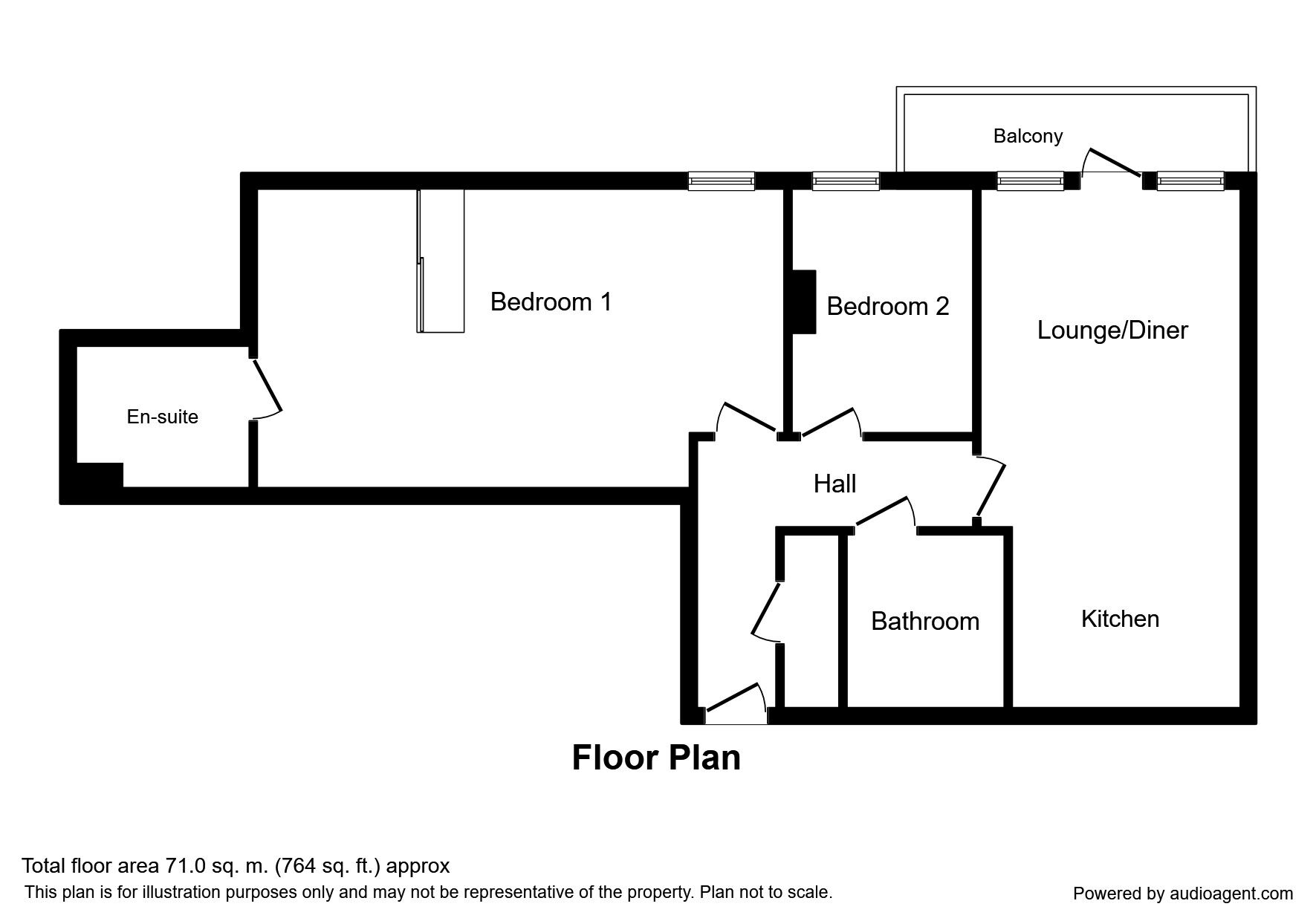 Floorplan of 2 bedroom Flat to rent, Fleet Street, Brighton, BN1
