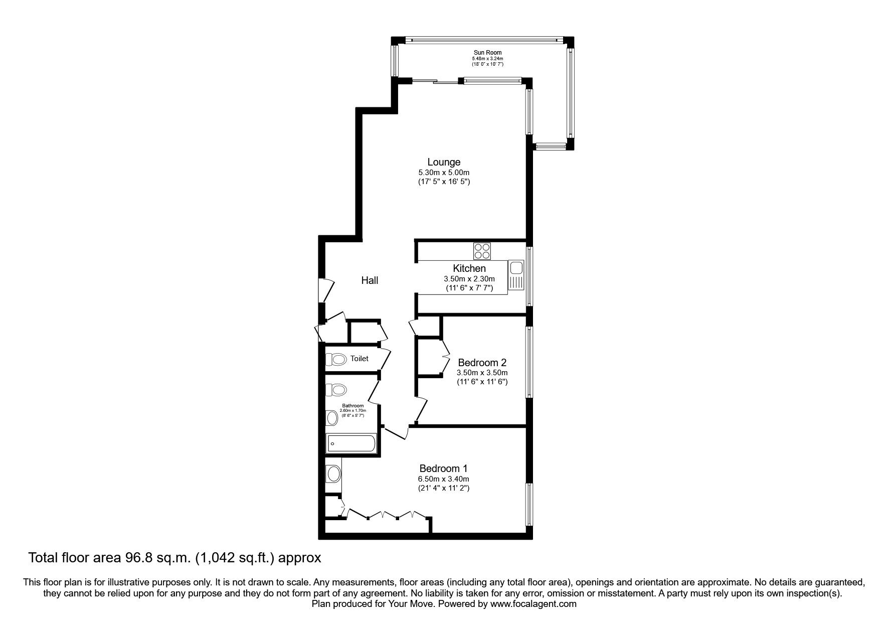 Floorplan of 2 bedroom  Flat to rent, Kings Road, Brighton, East Sussex, BN1