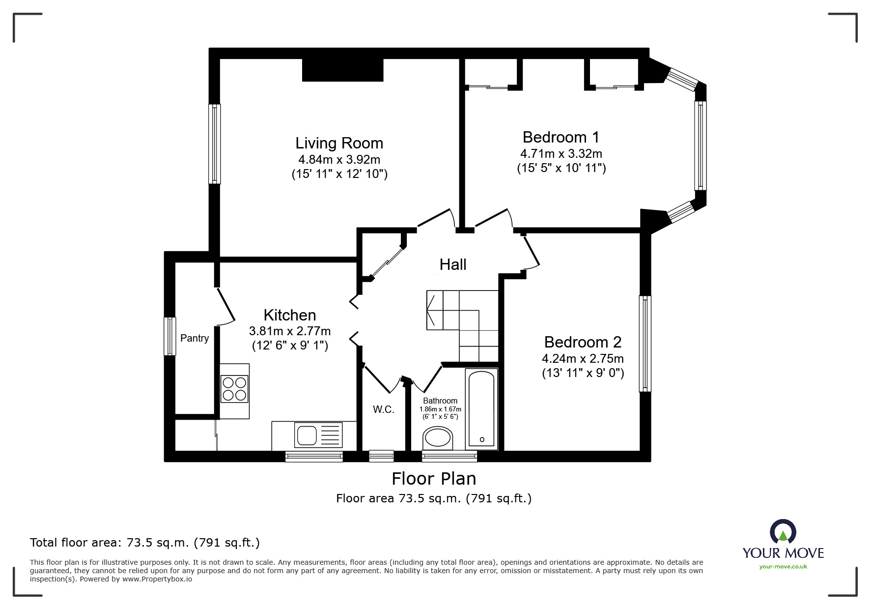 Floorplan of 2 bedroom  Flat for sale, Sea Place, Goring-by-Sea, West Sussex, BN12