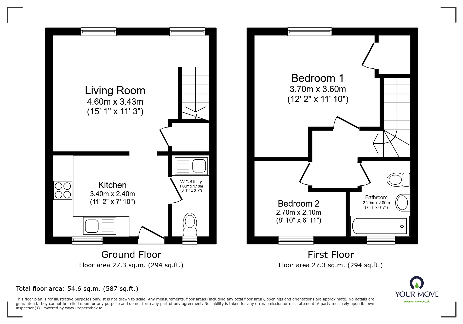 Floorplan of 2 bedroom Mid Terrace House to rent, School Hill, Storrington, West Sussex, RH20