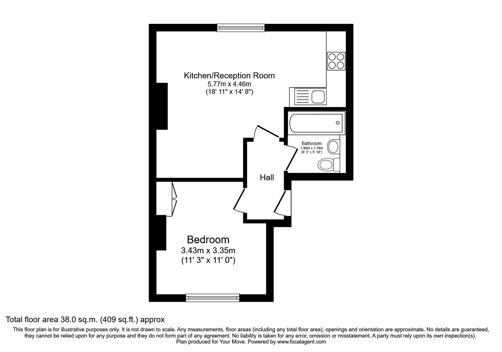 Floorplan of 1 bedroom  Flat for sale, Queens Road, Brighton, East Sussex, BN1