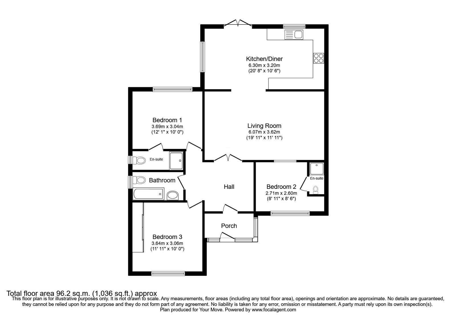 Floorplan of 3 bedroom Detached Bungalow for sale, Stour Close, Worthing, West Sussex, BN13
