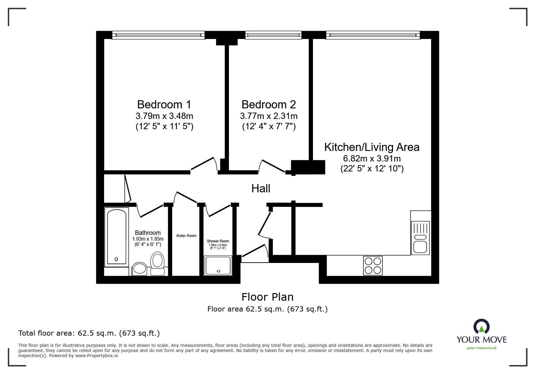 Floorplan of 2 bedroom  Flat for sale, Eaton Road, Hove, East Sussex, BN3