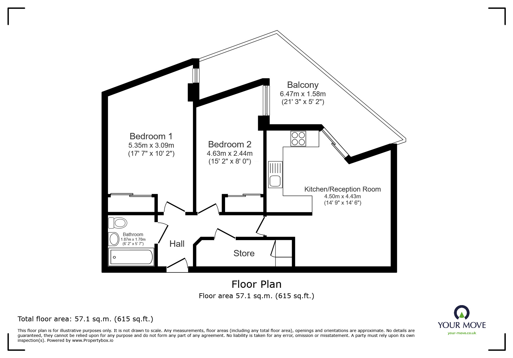 Floorplan of 2 bedroom  Flat for sale, Brighton Road, Shoreham-by-Sea, West Sussex, BN43