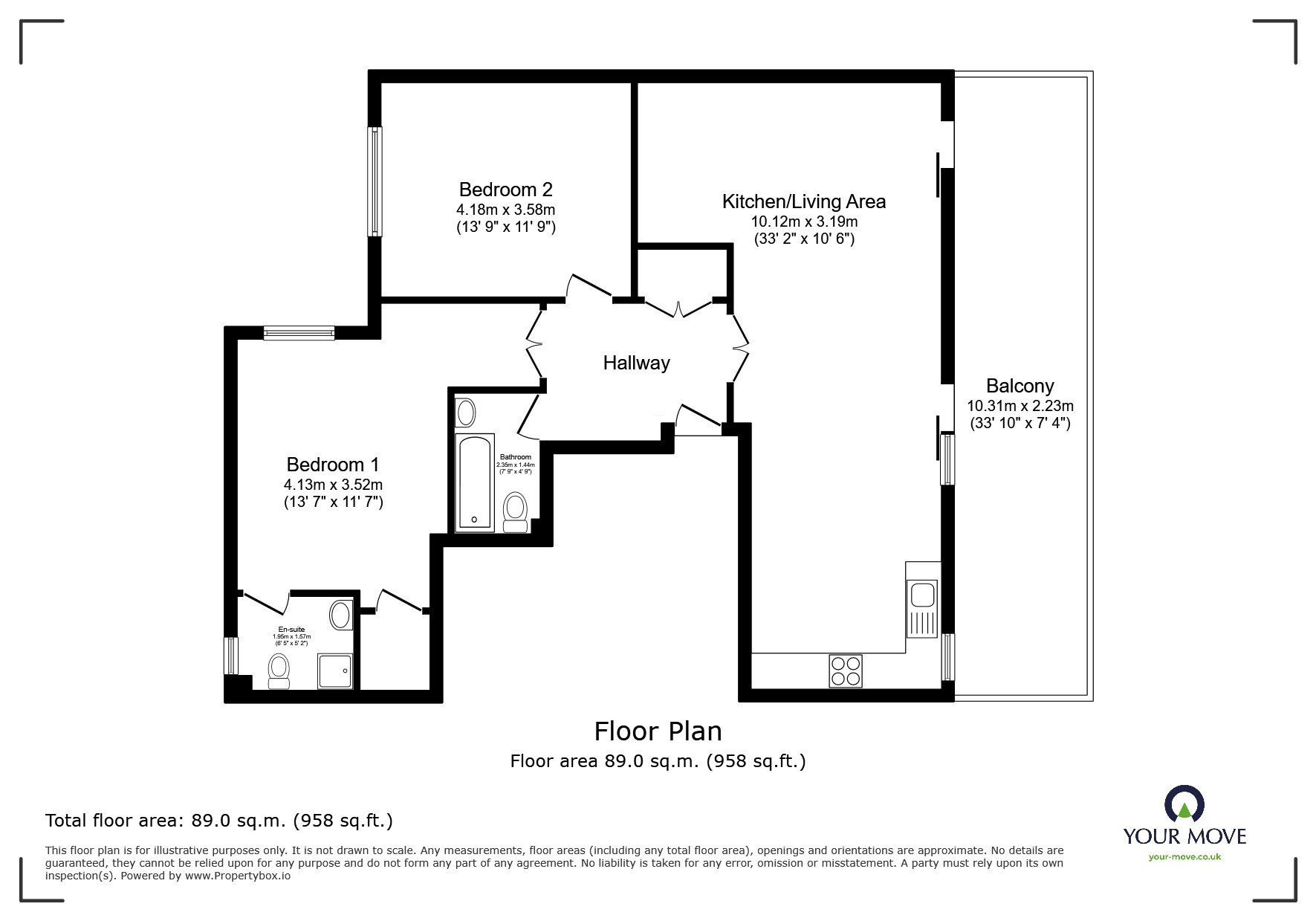 Floorplan of 2 bedroom  Flat for sale, Queens Road, Brighton, East Sussex, BN1