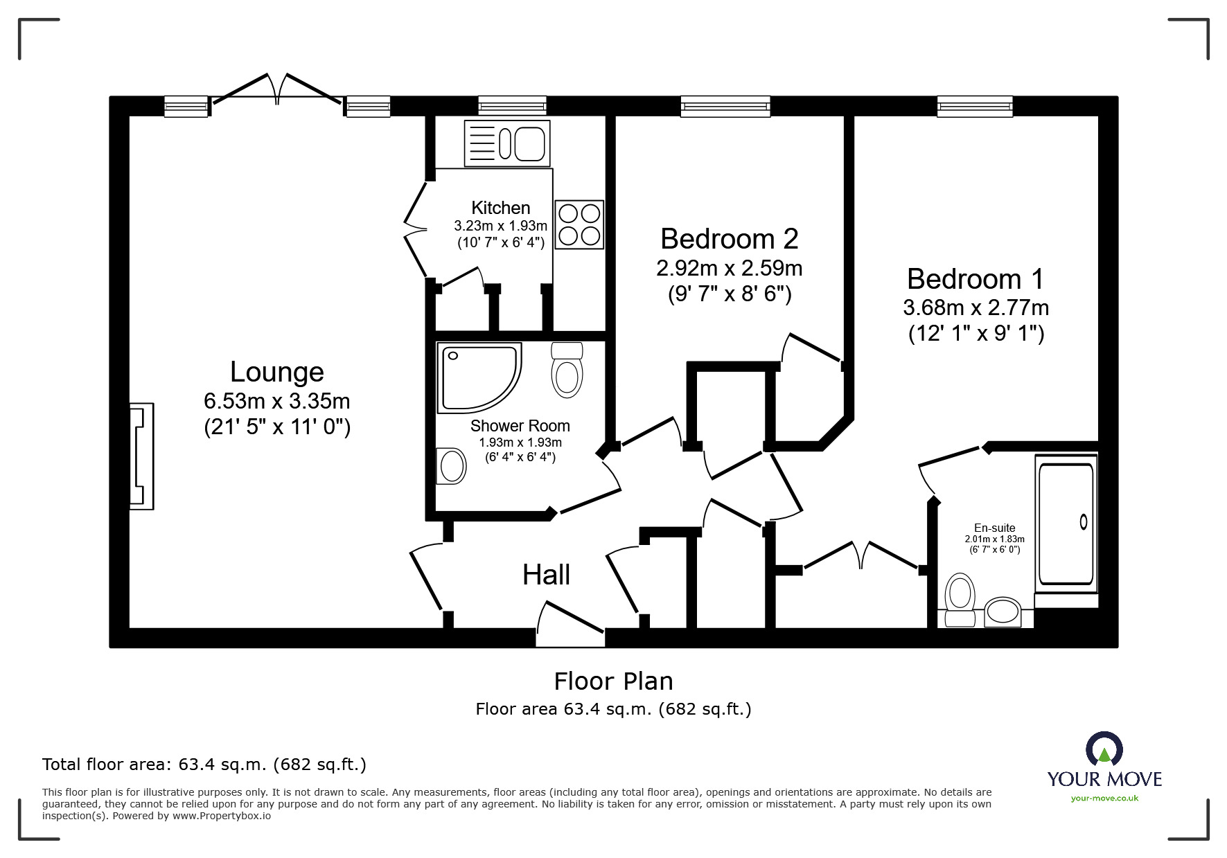 Floorplan of 2 bedroom  Flat for sale, Wordsworth Road, Worthing, West Sussex, BN11