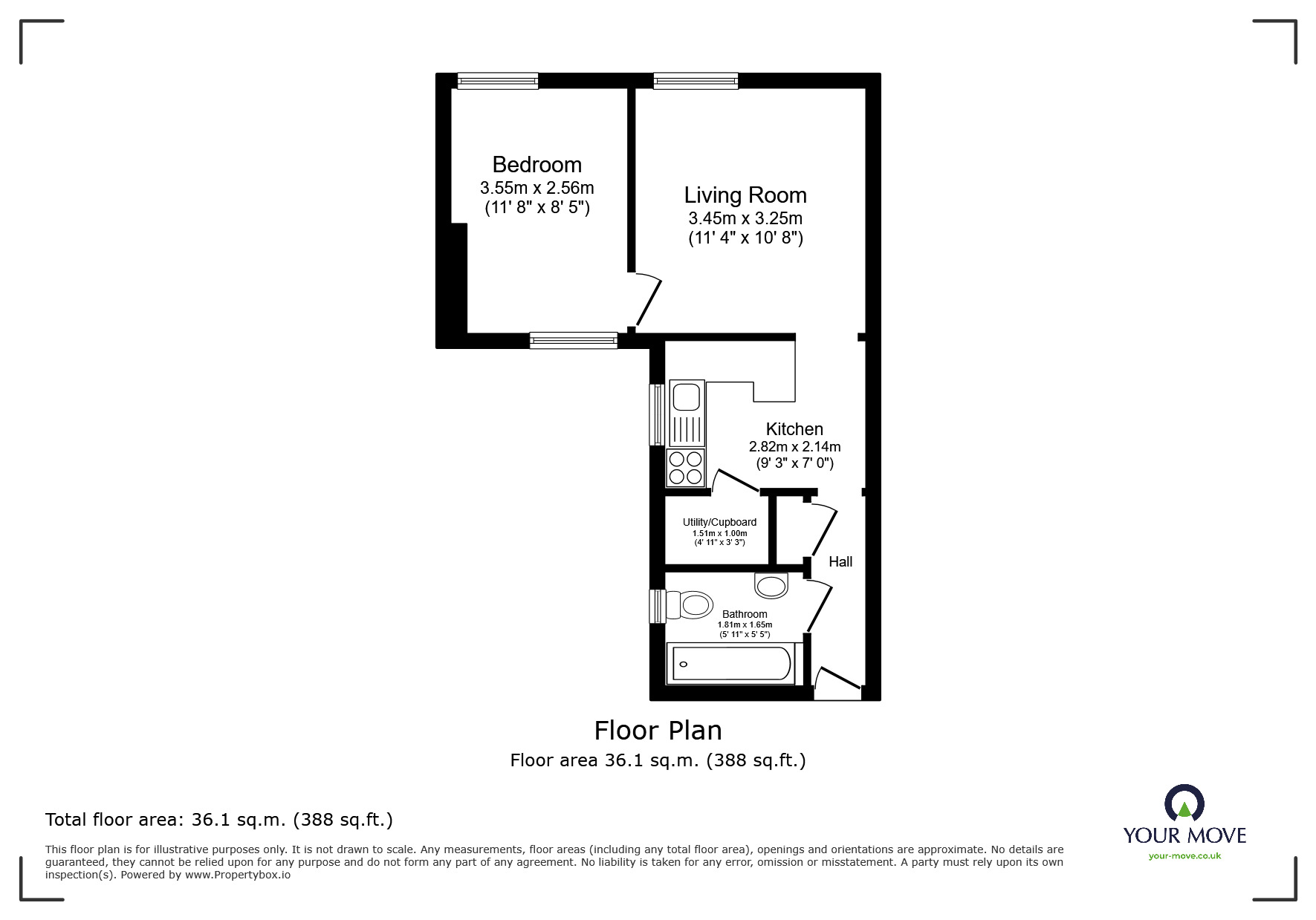 Floorplan of 1 bedroom Flat for sale, Brunswick Terrace, Hove, East Sussex, BN3