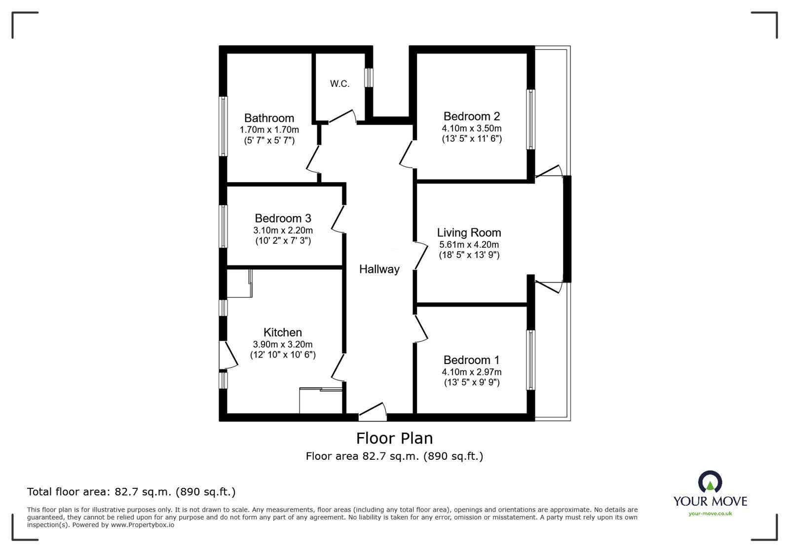Floorplan of 3 bedroom Flat for sale, Brighton Road, West Sussex, BN11