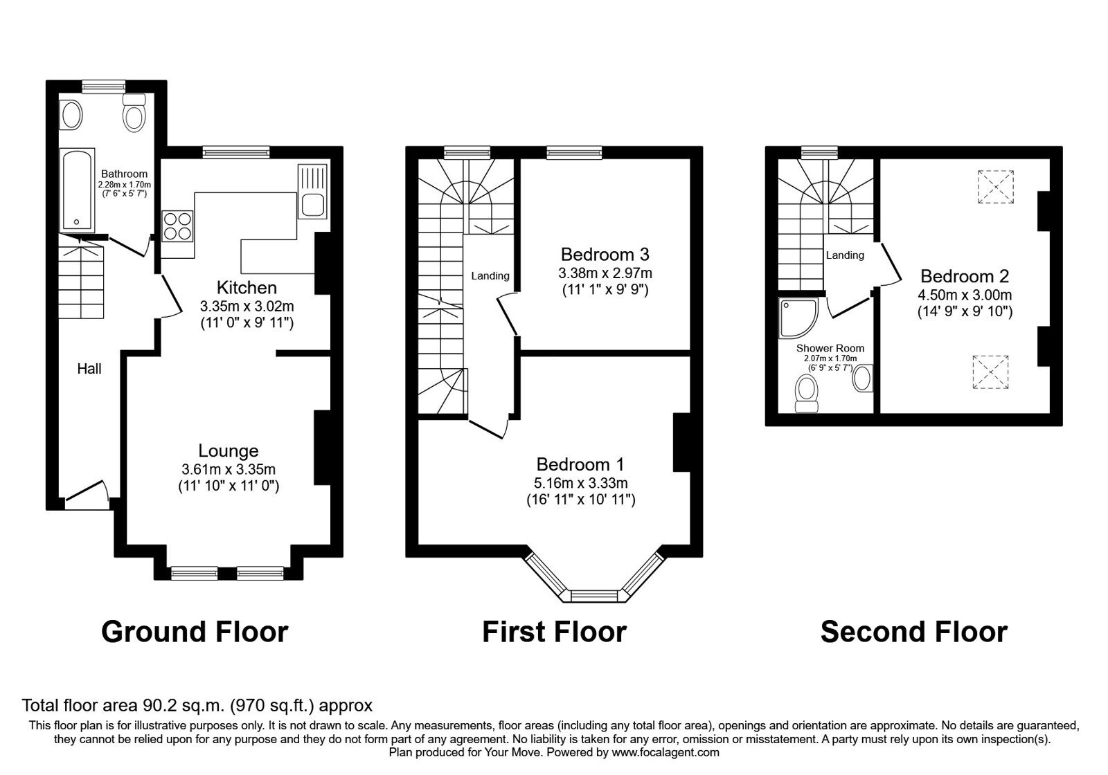 Floorplan of 3 bedroom Flat for sale, Rugby Place, Brighton, East Sussex, BN2
