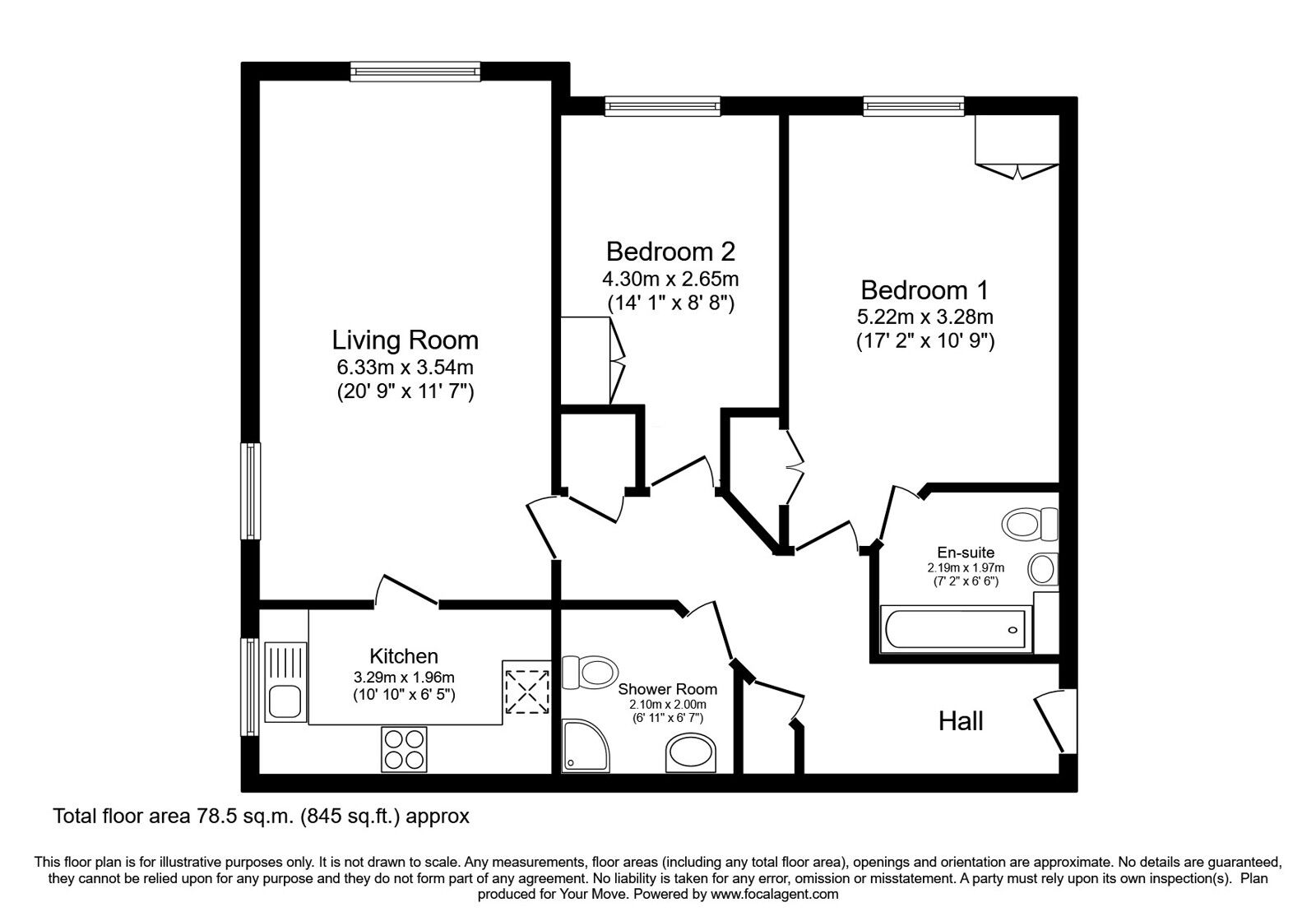 Floorplan of 2 bedroom Flat for sale, Wordsworth Road, Worthing, West Sussex, BN11