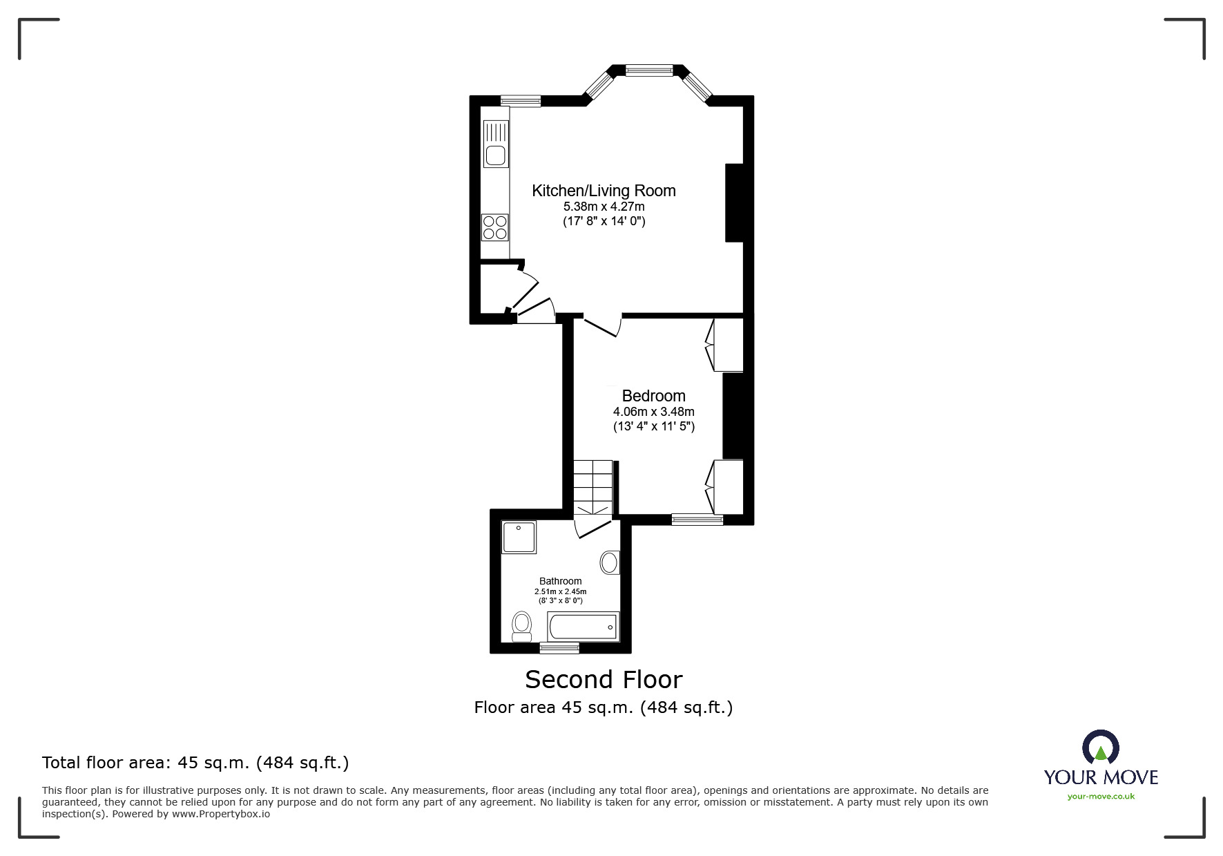 Floorplan of 1 bedroom Flat to rent, Queen Square, Brighton, East Sussex, BN1